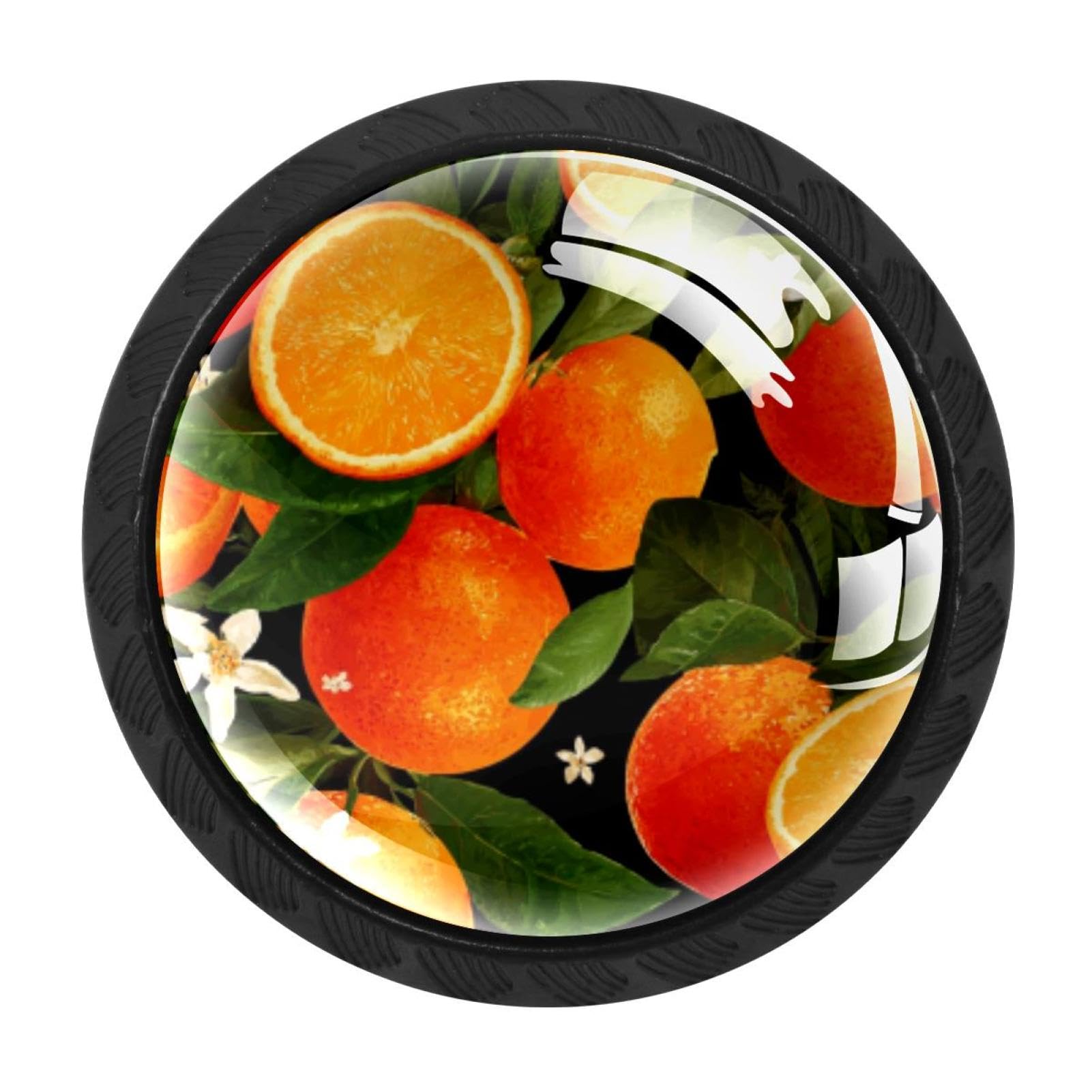 CHENZZZZ 4 Pack Black Summer Fruits Orange Cabinet Pulls with Screws, Kitchen Cabinet Knobs Hardware
