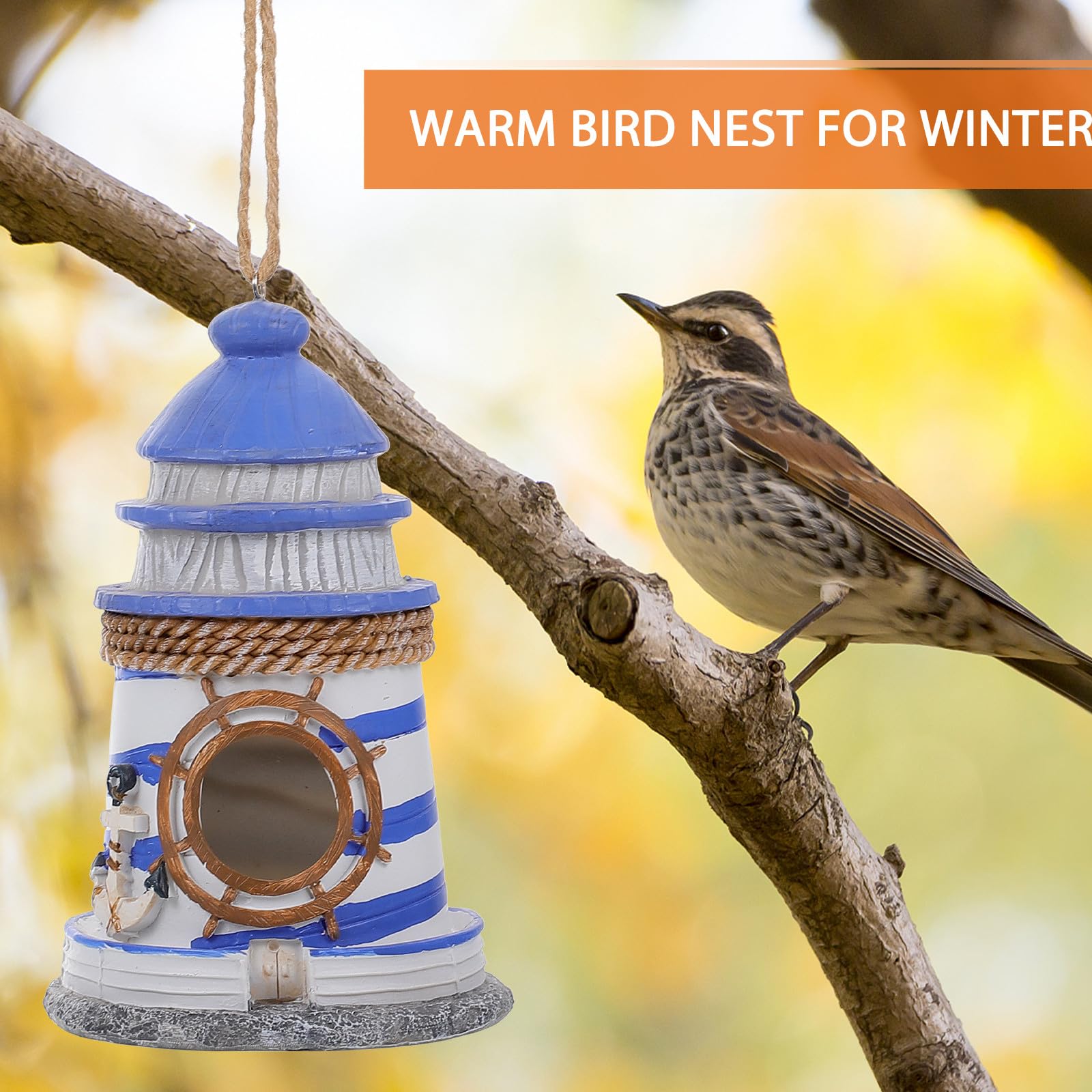 Didiseaon Nido para Pájaros Colgante de Resina Resistente al Agua Decoración Creativa para Jardín y Terraza Casita para Aves Exterior Diseño Único y Fácil de Limpiar Adorno Versátil para