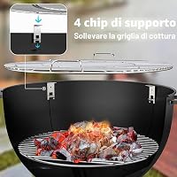 Set de copt pizza din oțel inoxidabil onlyfire, inel pentru pizza pentru grătar tip kettle Weber de 57 cm, pentru grătar cu cărbuni 4
