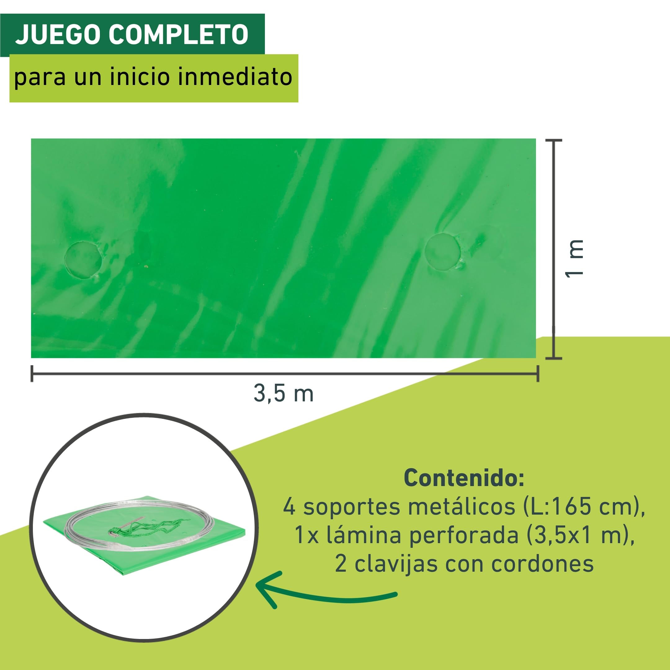 Windhager Túnel de Aluminio para Plantas, Marco frío, Juego Completo, 3,5 m x 1 m, Verde, 06378