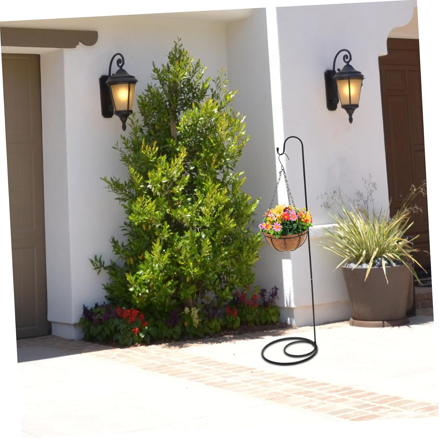 PRETYZOOM Rust Iron Shepherd Hook for Outdoor Plant Hanging Patio Decorations Garden Hook String Light Poles