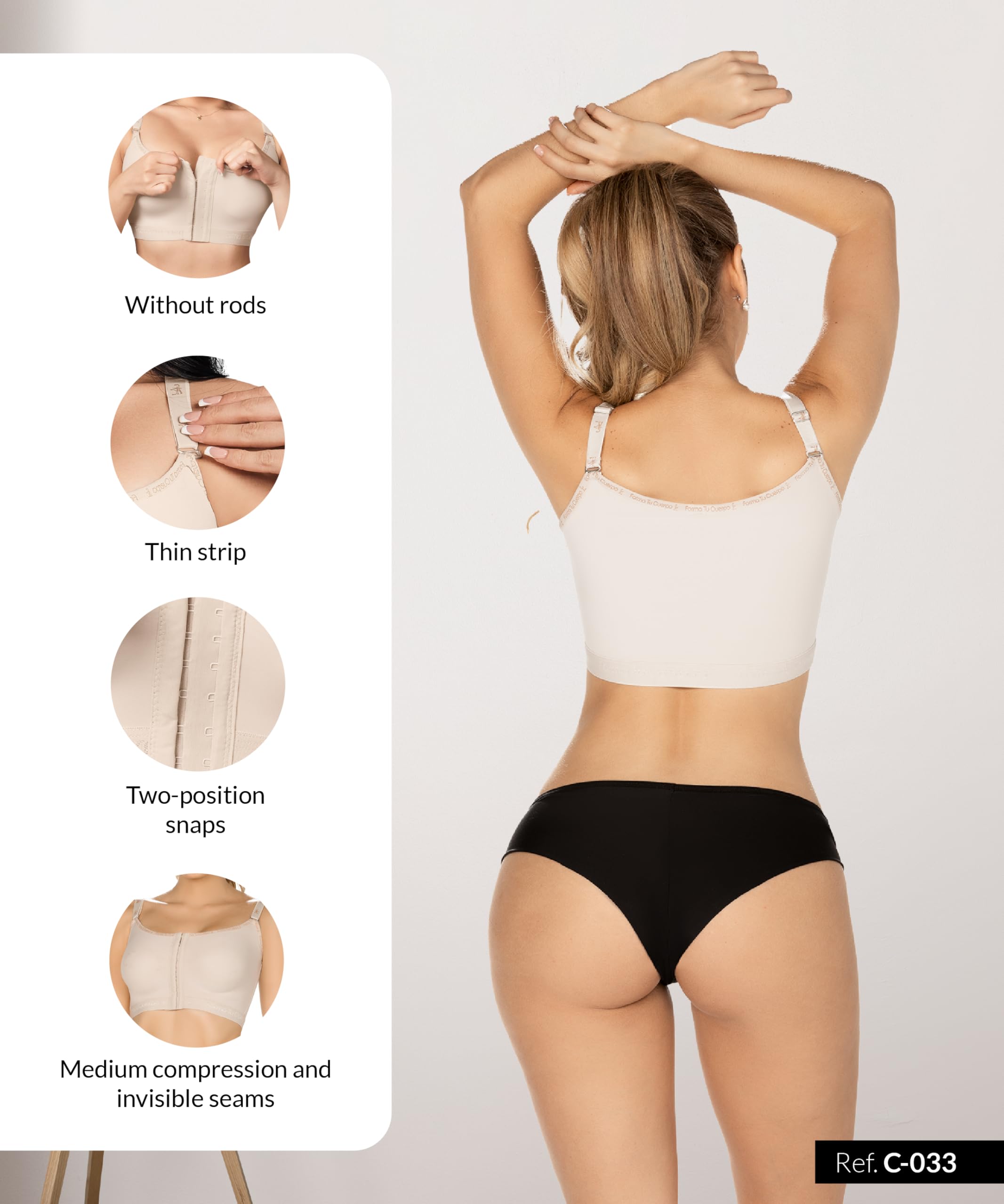 Forma Tu Cuerpo Post Op Bra Front Closure Compression Bras for Women Post Surgery Augmentation & Reduction Recovery product thumbnail 3