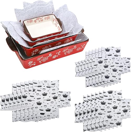 Cedilis Juego de 18 protectores de arañazos para utensilios de cocina, protectores de fieltro grueso para apilar, separadores rectangulares para