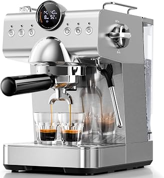 Electactic Espresso machine with Cold Brew, 20 Bar Espresso Maker with Milk Frother Steam Wand, Stainless Steel Coffee Machine with Removable Water Tank for Cappuccino, Latte, Home & Office