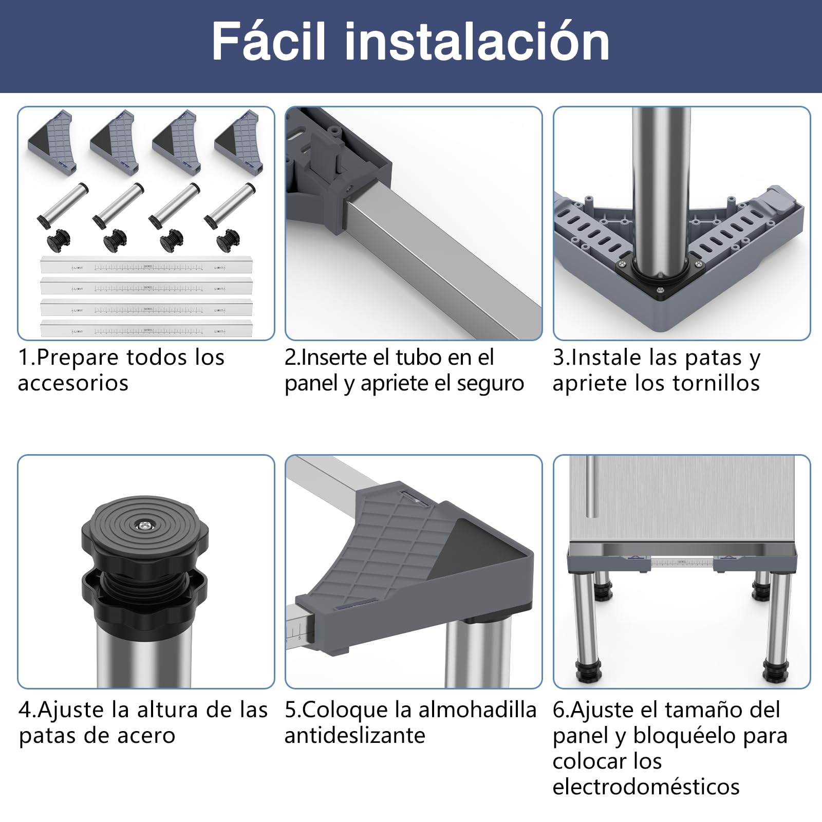 DEWEL Mini Base para Refrigerador, Base Ajustable para Lavavajillas, Altura Ajustable de 33-36cm, para Lavavajillas, Congelador Horizontal, Armario de Cocina y Electrodomésticos Estáticos Gris