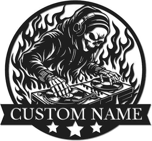 Miniatura 1 de Personalized DJ Metal Sign, Custom Name Music Wall Art, Disc Jockey Studio Decor, Turntable Themed Gift, Party Room Plaque, DJ Birthday Present,