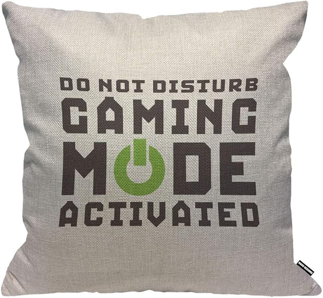 HGOD DESIGNS Cushion Cover Funny Game Quote Do Not Gaming Mode Activated,Throw Pillow Case Home Decorative for Men/Women Living Room Bedroom Sofa Chair 18X18 Inch Pillowcase 45X45cm