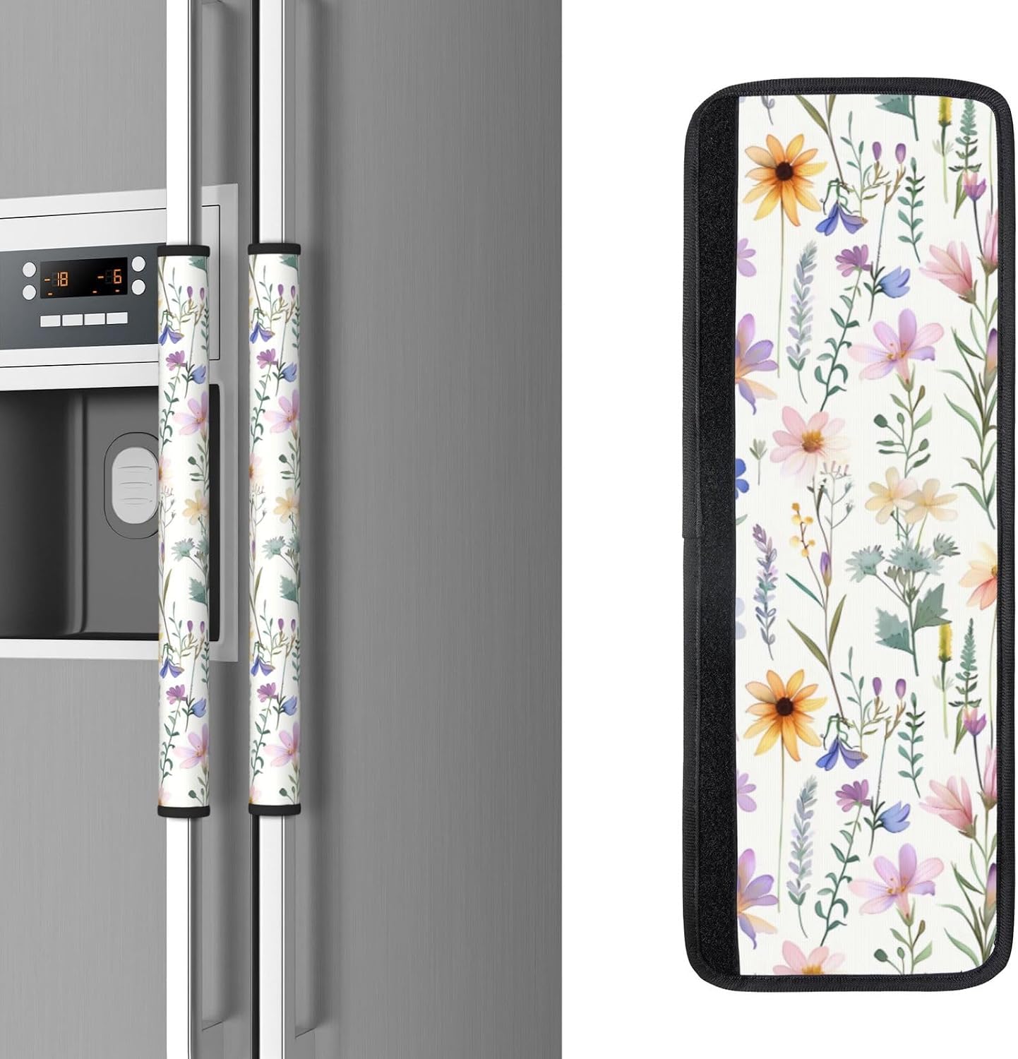 Refrigerator Handle Covers Watercolor Flower Plant Fridge Handle Covers Set of 2 Refrigerator Door Handle Covers for Kitchen Decor Door Handle Covers for Oven Dishwasher