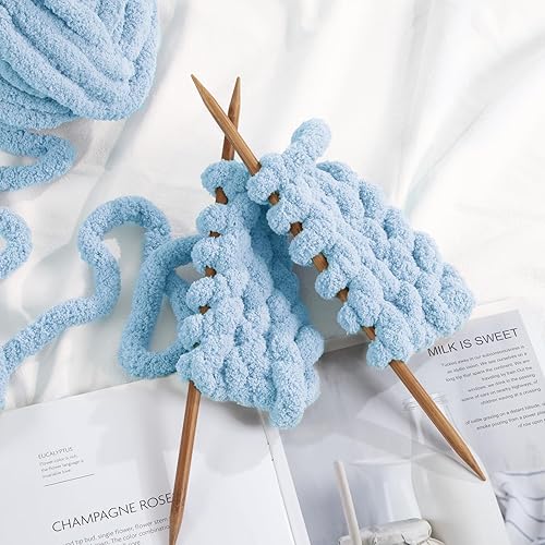 Vista 95 de HOMBYS Hilo de felpilla grueso y voluminoso para tejer a mano, hilo grueso y esponjoso para tejer a mano, hilo de felpa suave, paquete de 8