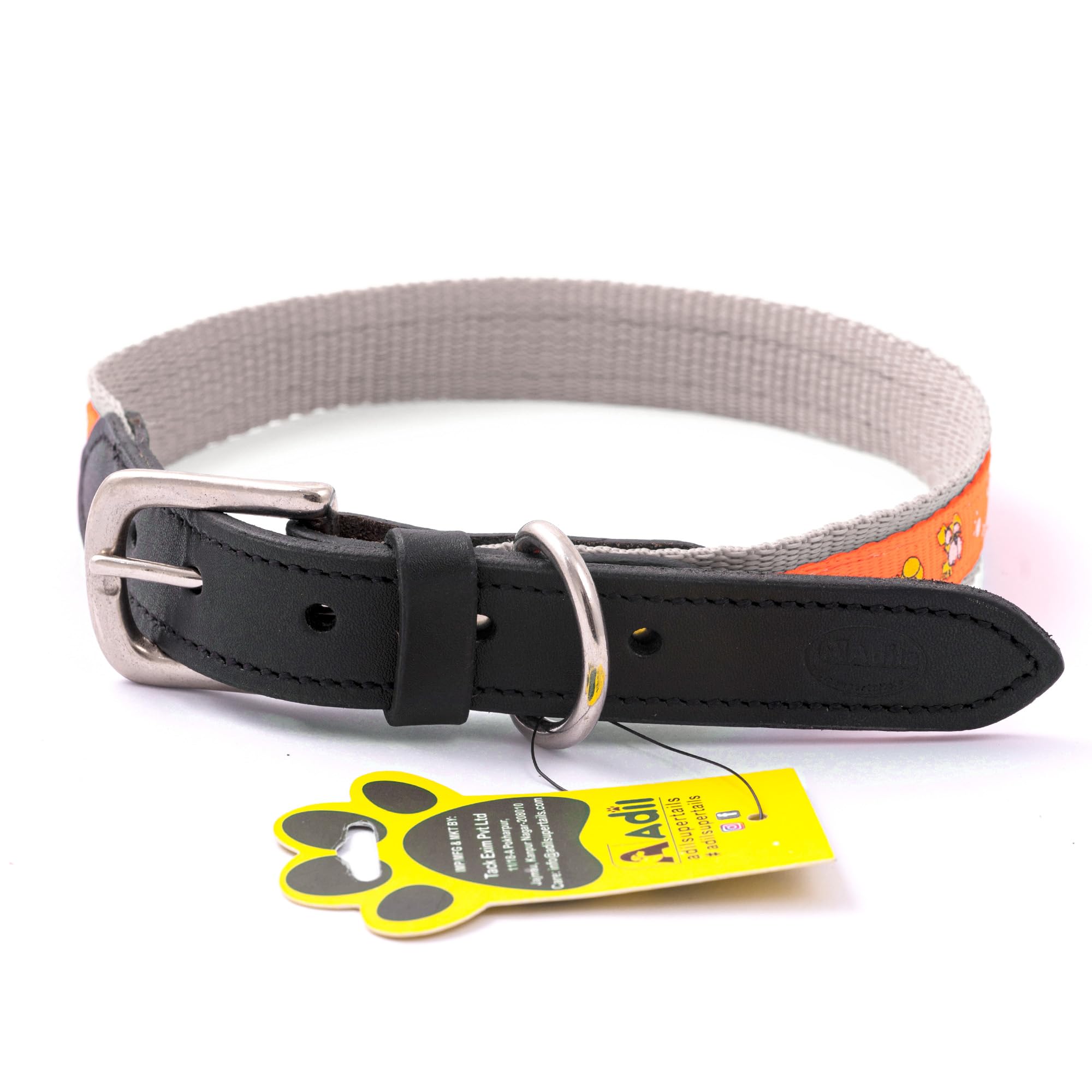 Adil’S Nylon Dog Collar with Paw Print, Adjustable Metal Buckle with D-Ring Width: 25mm for Small, Medium & Large Dog, 14 Color Options, Size: XL, Grey (B0CRNX5MM4) Amazon Price History, Amazon Price Tracker