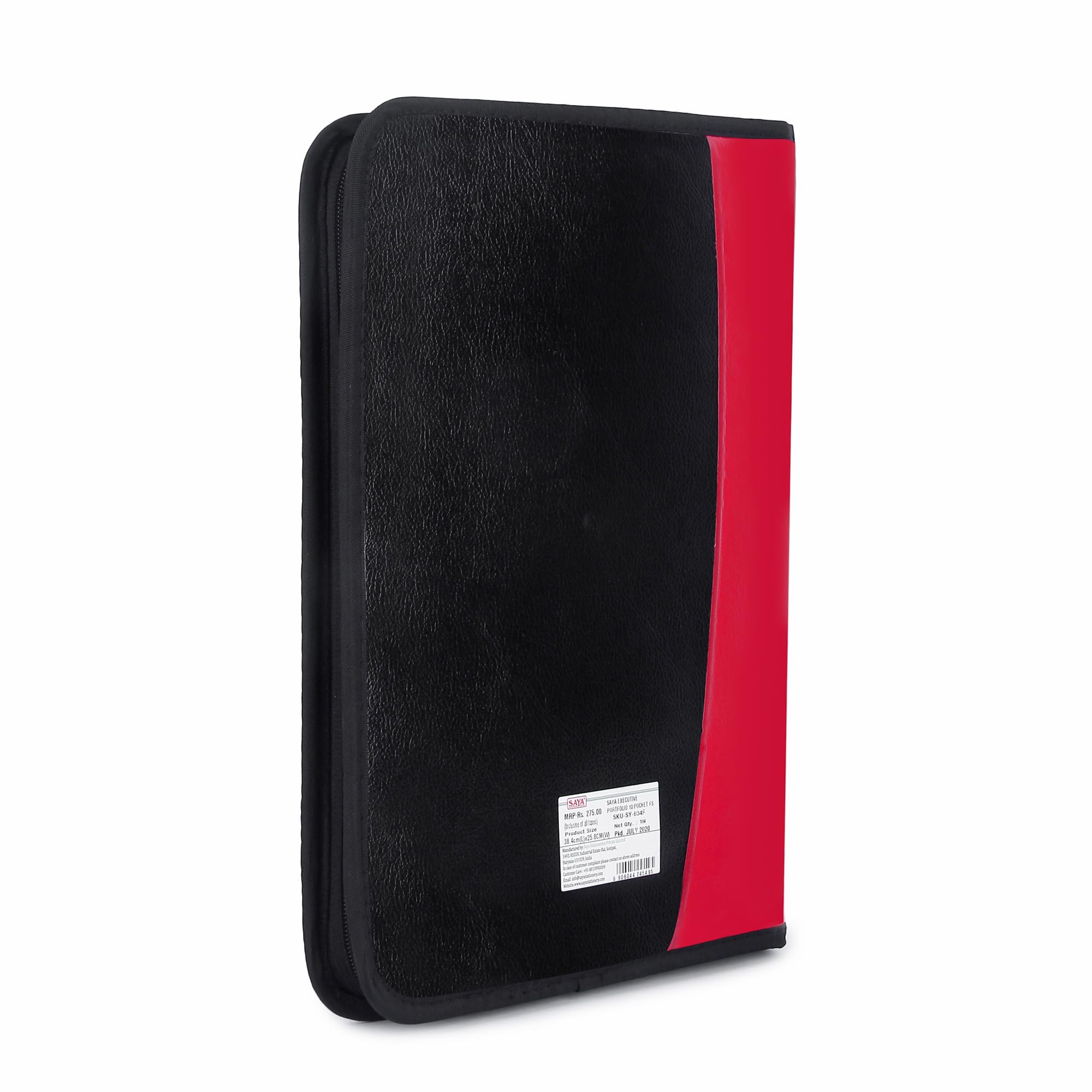 SAYA Cartella portadocumenti Executive con 10 tasche in similpelle con cerniera, porta carte e CD con passante per penna, caratteristiche organizzative per certificati A4 FS B4, elegante design rosso