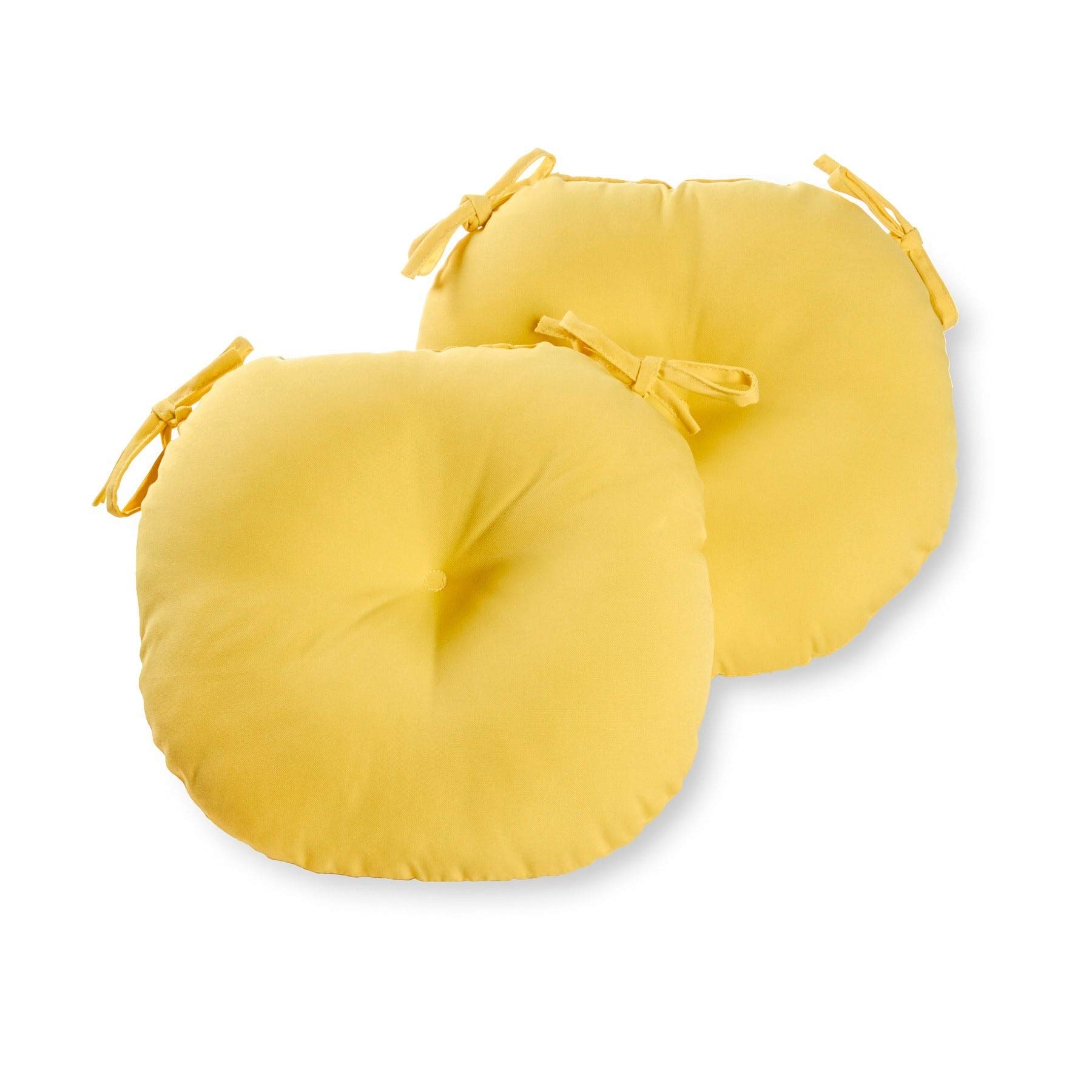 Unknown1 Driftwood 15-inch Round Outdoor Yellow Bistro Chair Cushions (Set of 2) Solid Modern Contemporary Transitional Polyester Fade Resistant Uv Water