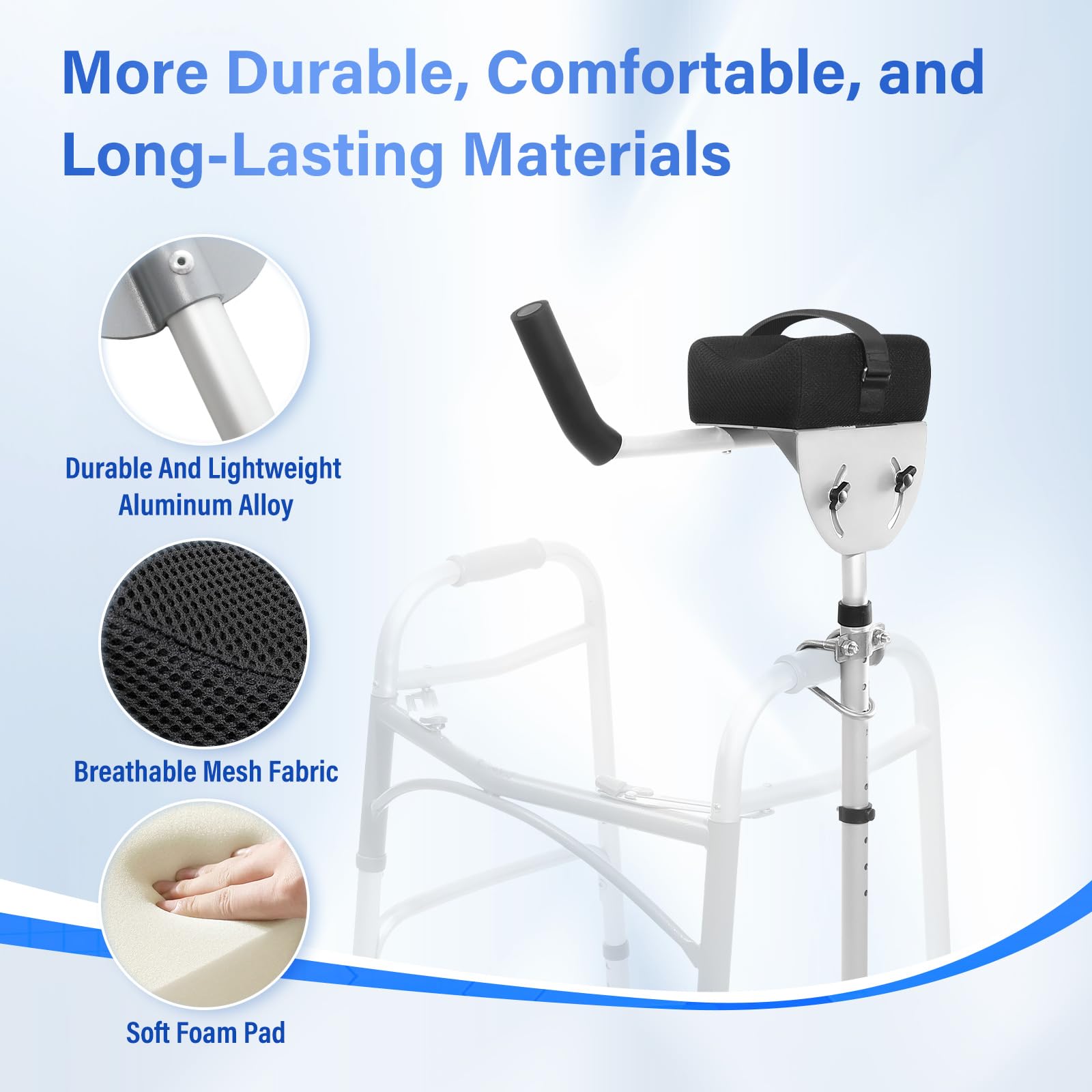 1 pcs Walker Platform Attachment with Adjustable Padded Cuff - Walker Platform Accessory to Preventing The Bracket from Sliding Down - U-Shaped Clamp Design Compatible with Most Walkers on The Market — Amazon image 3