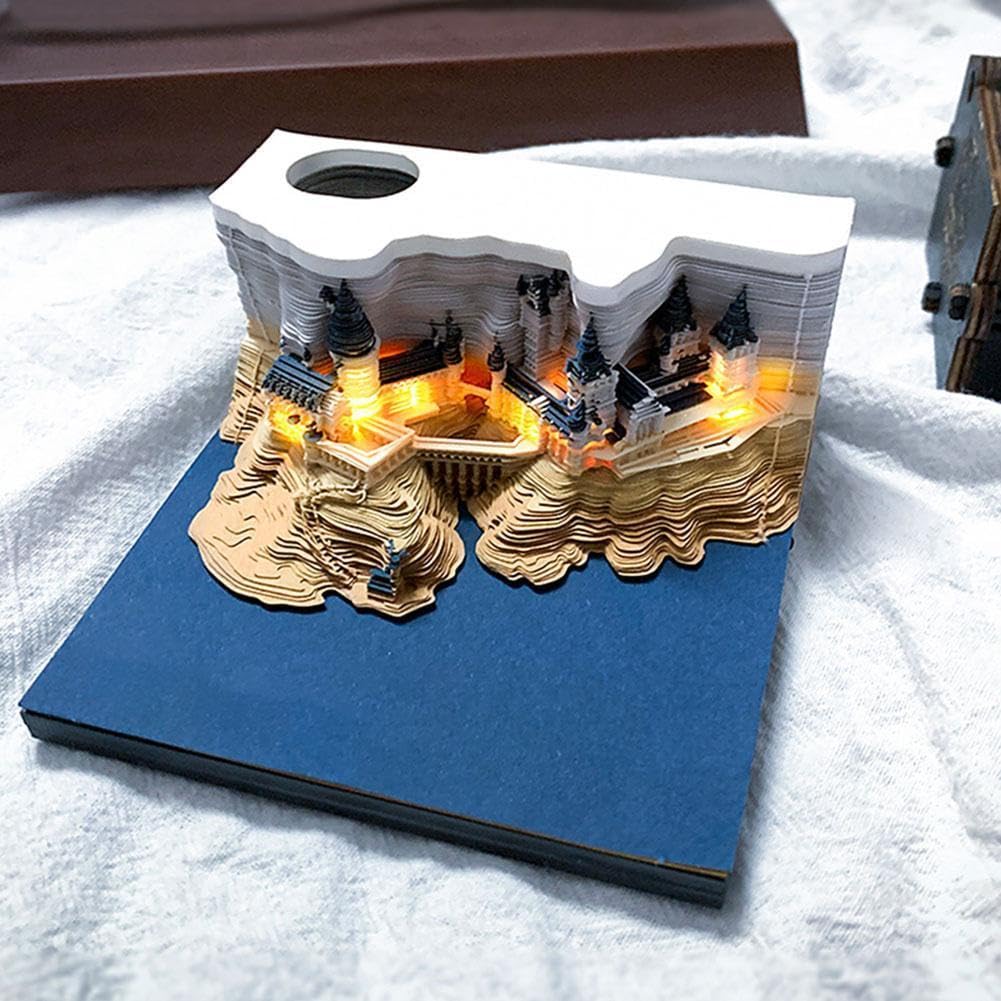 Lot de 2 blocs-notes 3D, calendrier de table 2024, calendrier hebdomadaire 3D Magic Castle avec