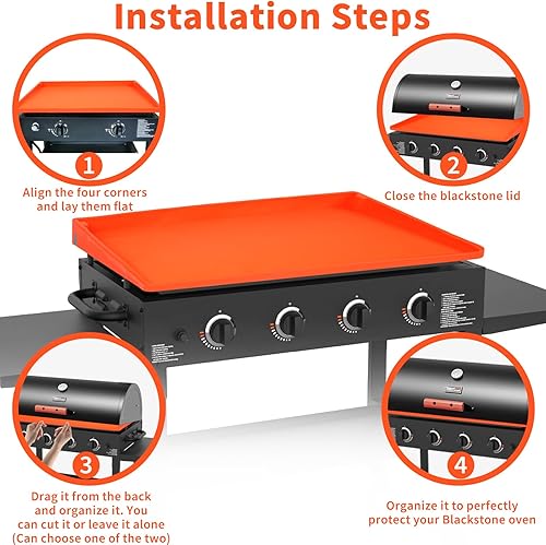Miniatura 5 de Tapete de 28 pulgadas para cubiertas de parrilla para Blackstone, tapete de silicona resistente de grado alimenticio, cubre completamente los