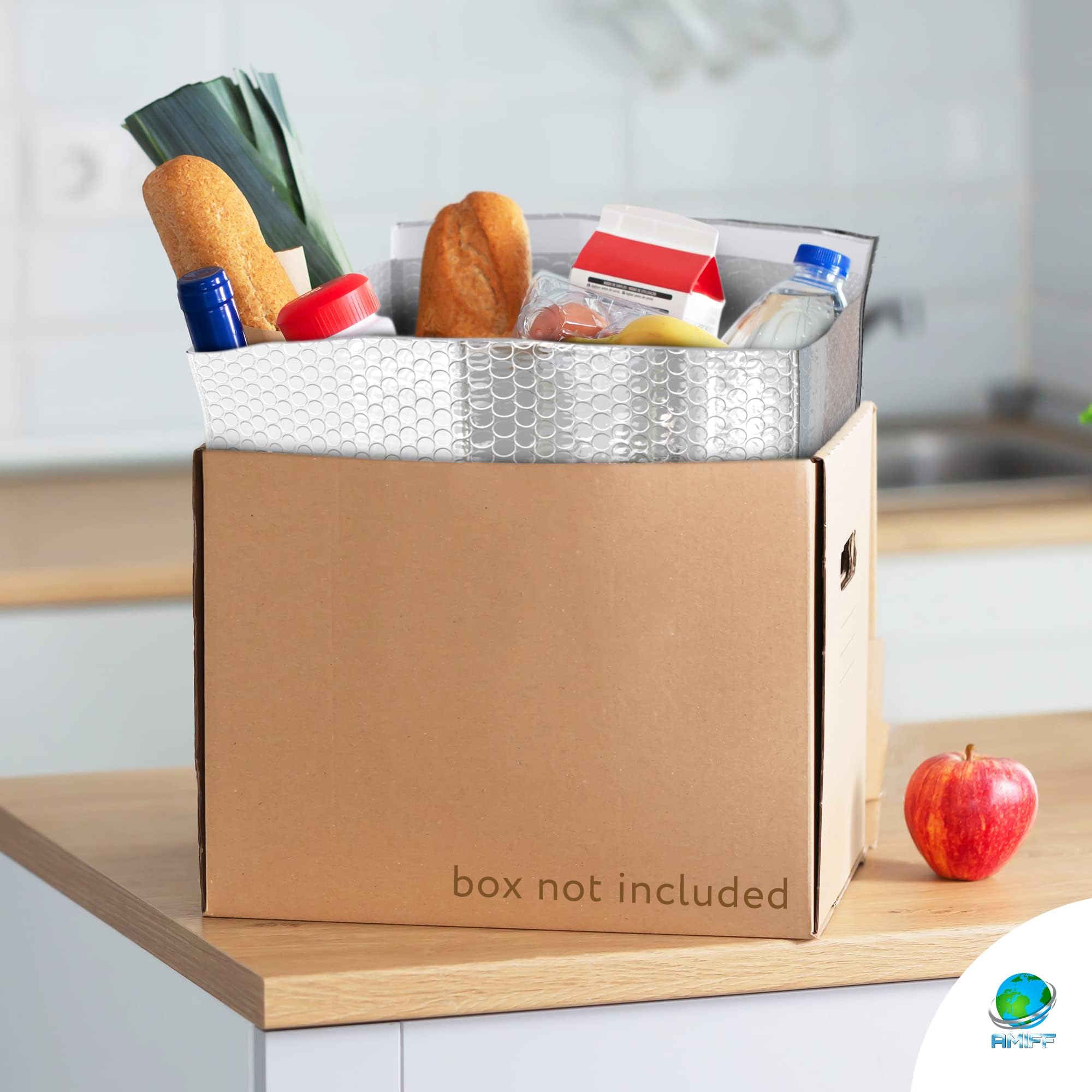 Foil Insulated Box Liners, 6 x 6 x 6 Inches. 10 Pack Thermal Box Liners for Frozen Food. Self-Seal Insulated Shipping Containers for Shipping Food. Leakproof Insulated Shipping Bags for Food