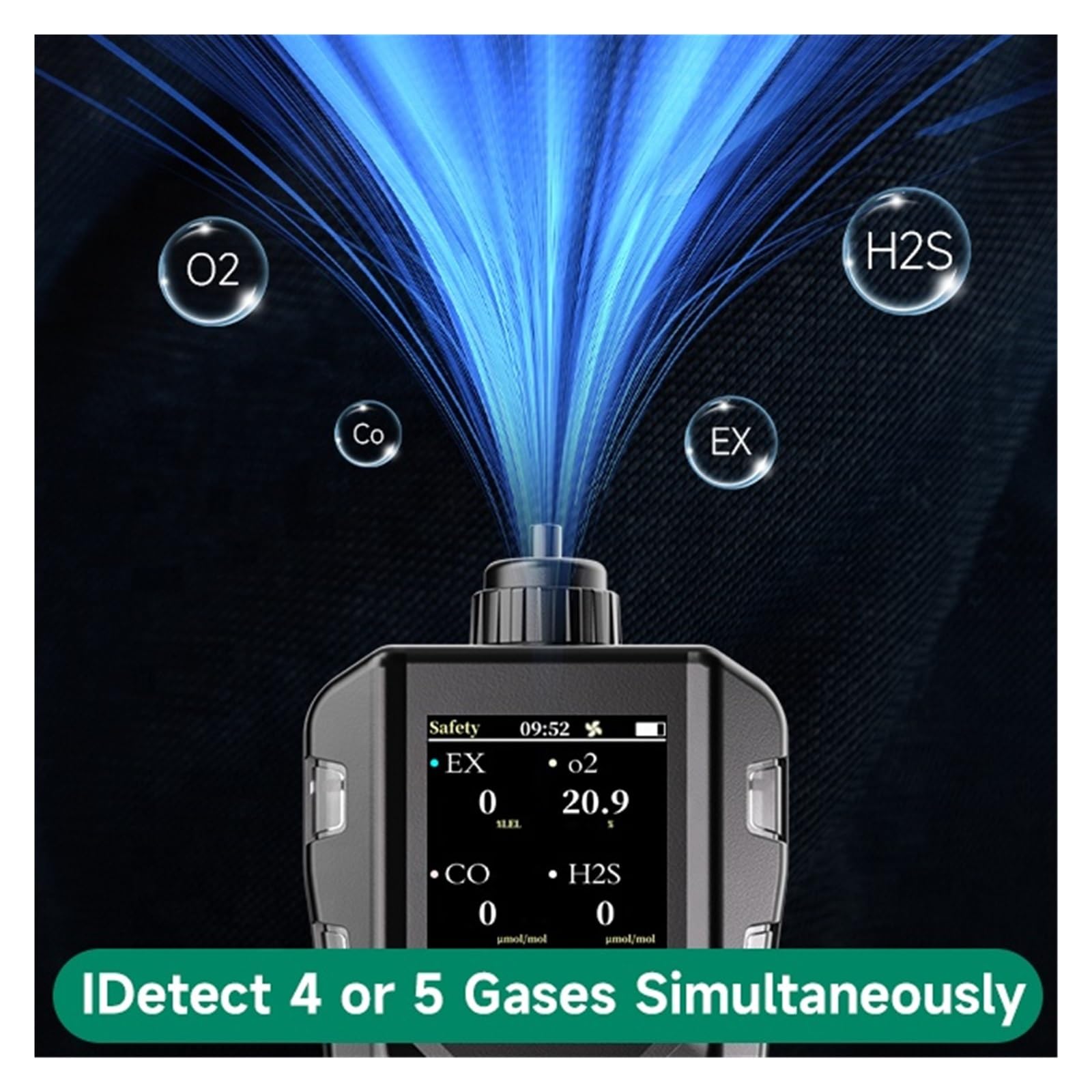 Gasdetektor, Tragbarer Gasdetektor, S316-Pumpensaugtyp-Gaserkennungsalarm 4-in-1-Gasanalysator