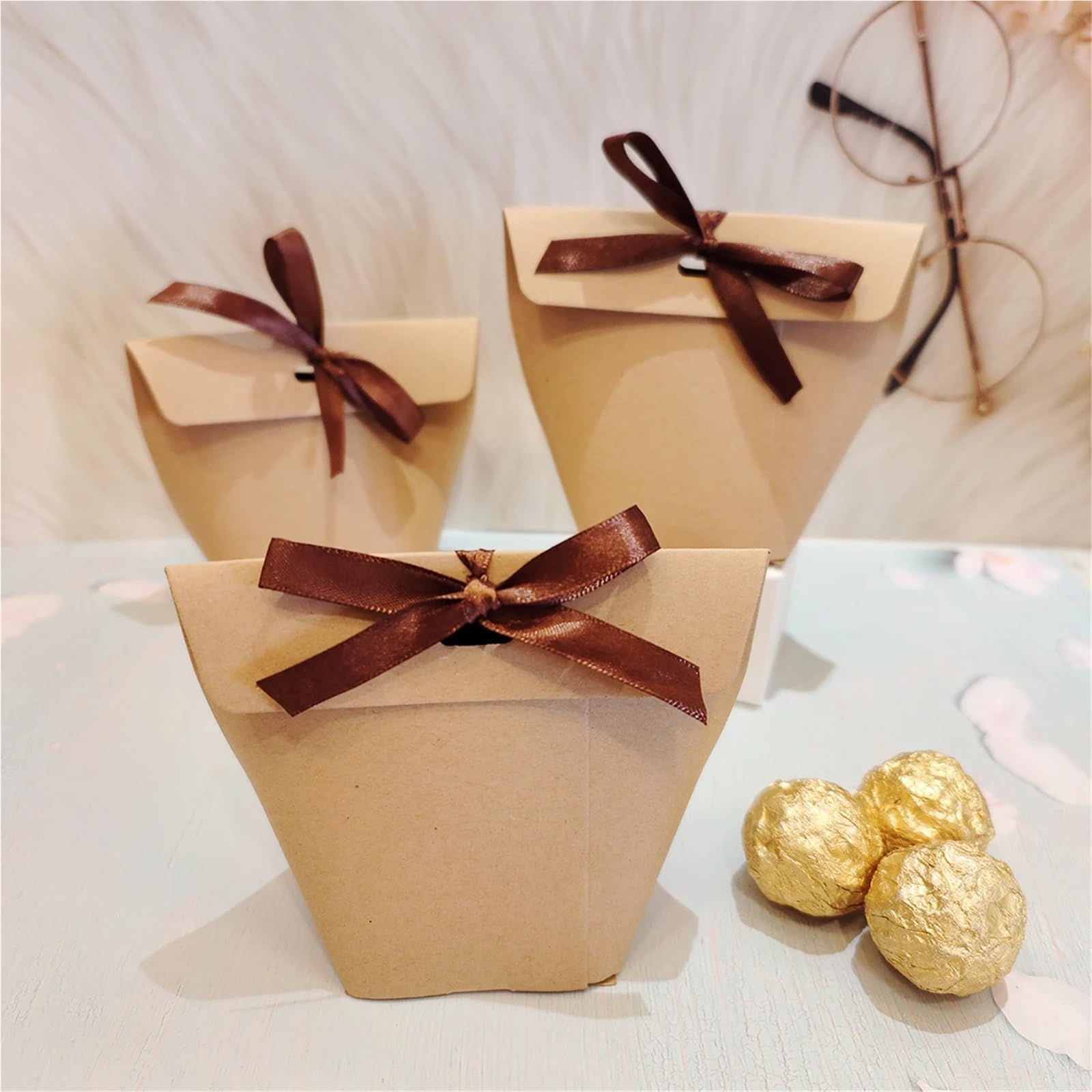 Scatoline Portaconfetti 10pcs Kraft Paper Candy Box Packaging Bag(50pcs white)