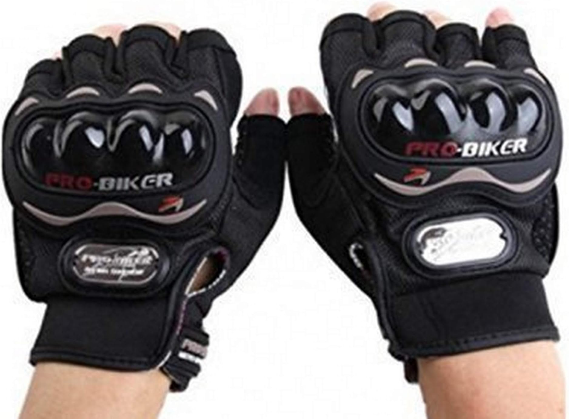 Probiker Half Finger Motorcycle Riding Gloves (Black, Large)