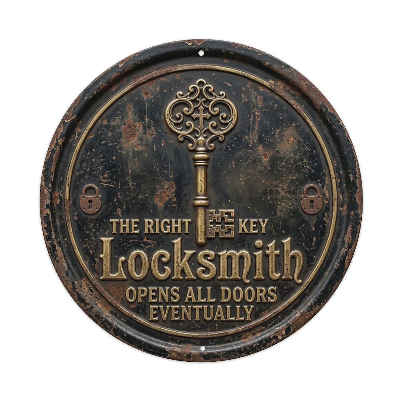 Skeleton Key Unlock Entryway Metal Tin Sign
