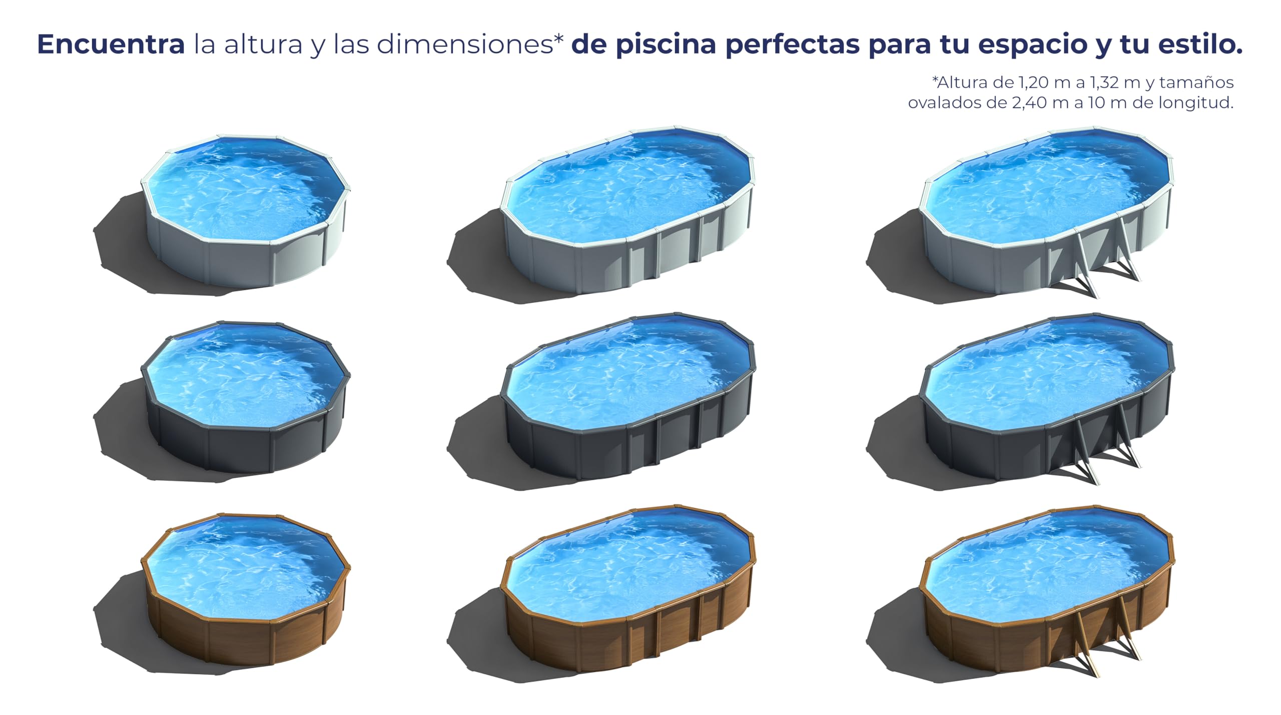 Piscina de Acero Elevada,Forma Ovalada con Aspecto Acero Blanco. Piscinas Desmontables para Jardín 500 x 300 x 120 cm - Piscina Gre KITPROV503 Bora Bora.