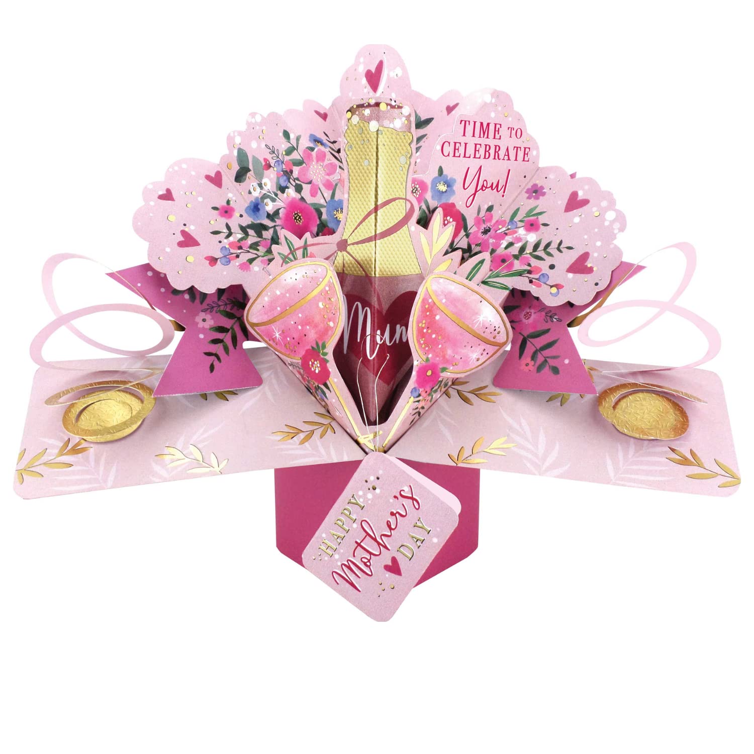 Time To Celebrate You! Mum Pop Up Mother's Day Greeting Card 3D Pop-Up Cards MPOP029, Pink