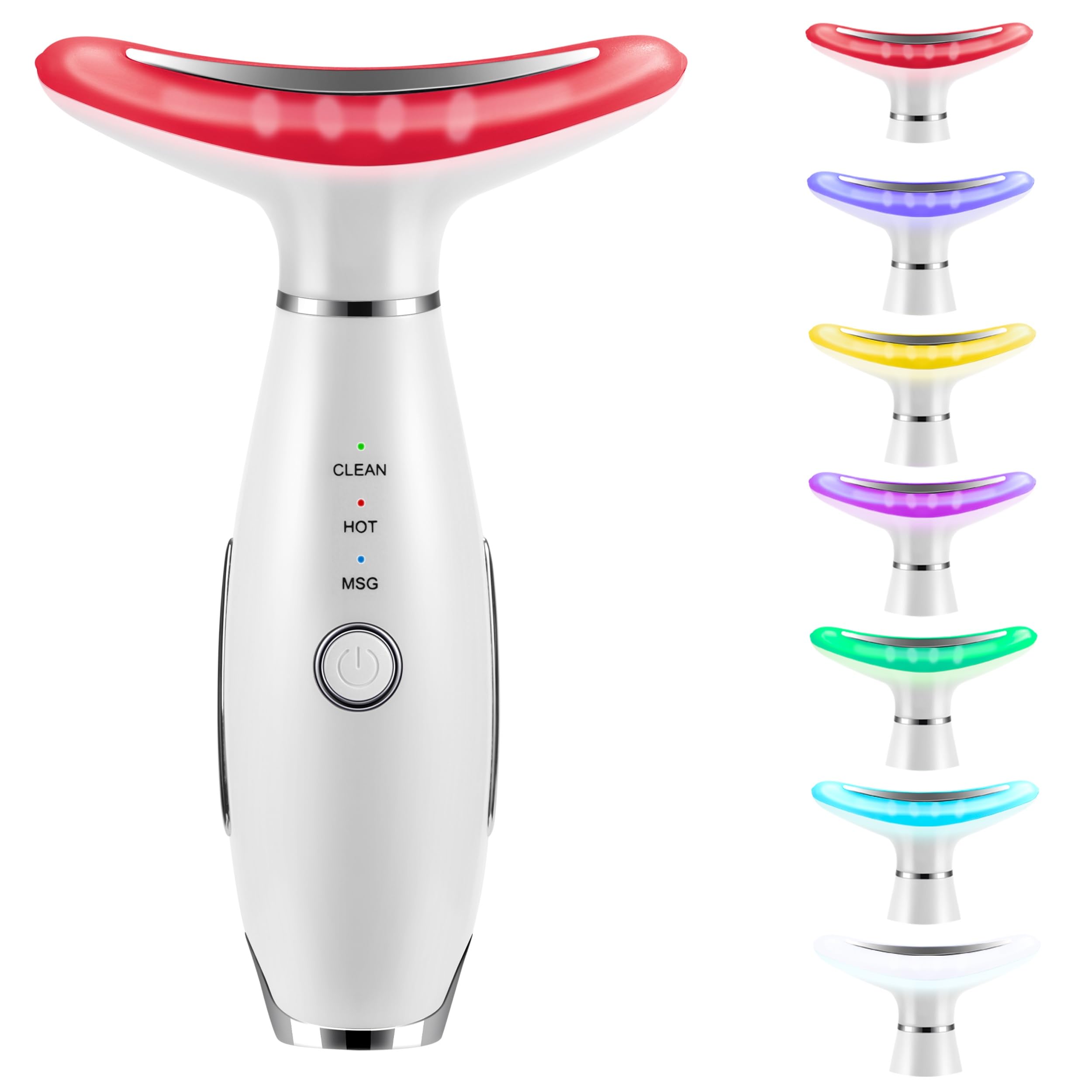 XMXW 7 Color True Beauty Glow Facial Massager, Red-Light-Therapy Wand for Facial Skin Care, Vibrating Massager for Face and Neck, Galvanic Facial Machine, Lymphatic Drainage Massager Face