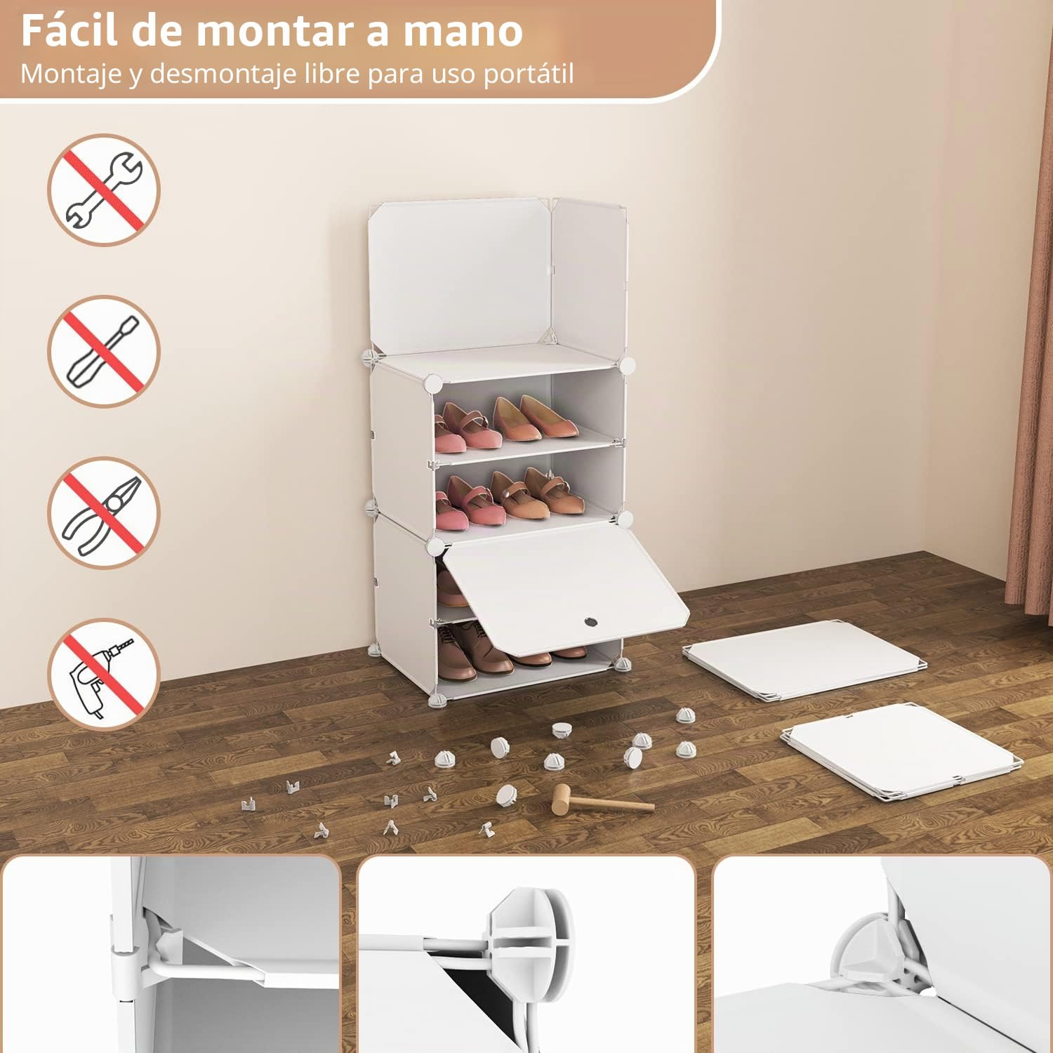 Vicye Zapatero Mueble Plástico, 10 Niveles, 20 Pares de Zapateros, Organizador Portátil, Zapatero Que Ahorra Espacio, para Armario, Entrada, Dormitorio, Pasillo (Blanco, 1 x 10)