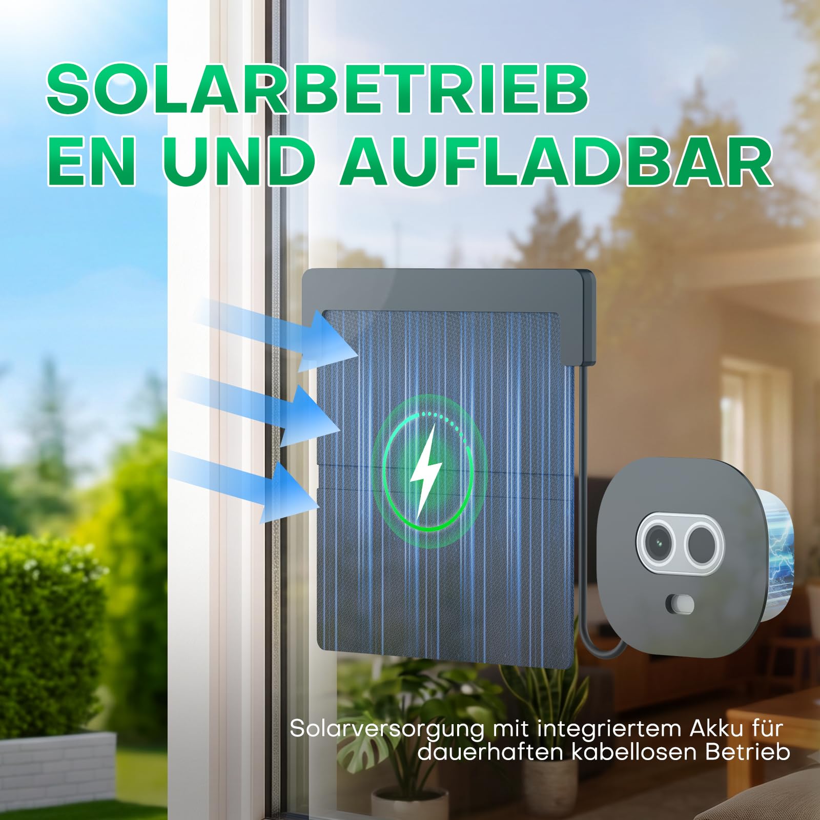 5MP 3K Solar Fensterkamera Innen,0,01 Lux Vollfarb-Nachtsicht