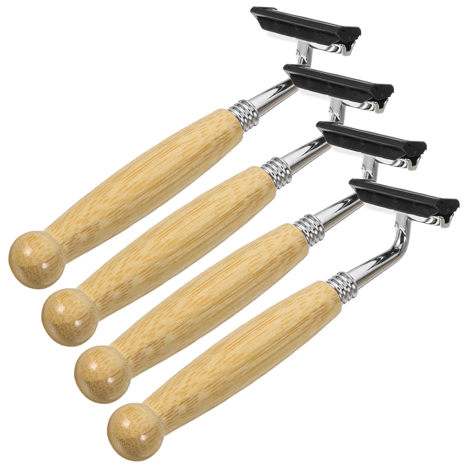 4 Pcs Handle Safety Razors Stainless Steel Blades for Men, Reusable Eco-friendly Shaving Kit Suitable for Sensitive Skin and Travel Use
