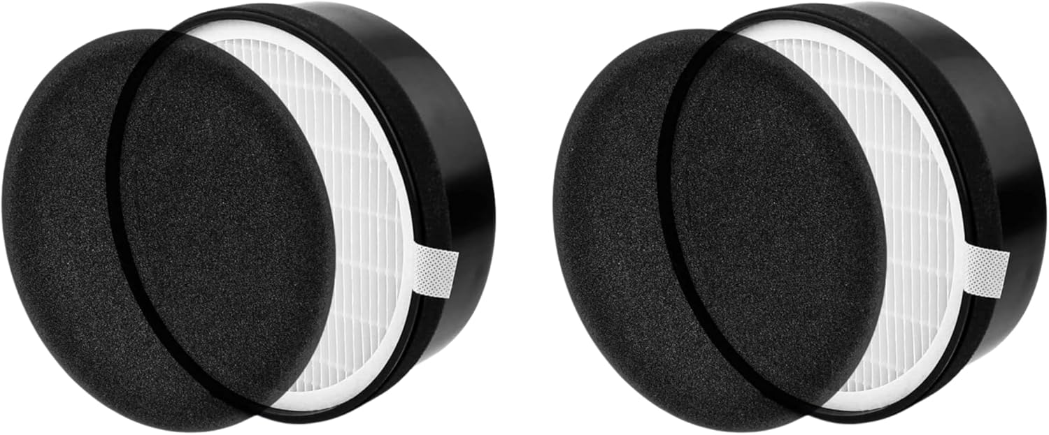 Nispira 2-Packs LV-H132 Air Filter Replacement Compatible with Levoit Air Purifiers LV-H132-RF 3-in-1 True HEPA Carbon Filter 7.5” x 2.4” x 7.5”