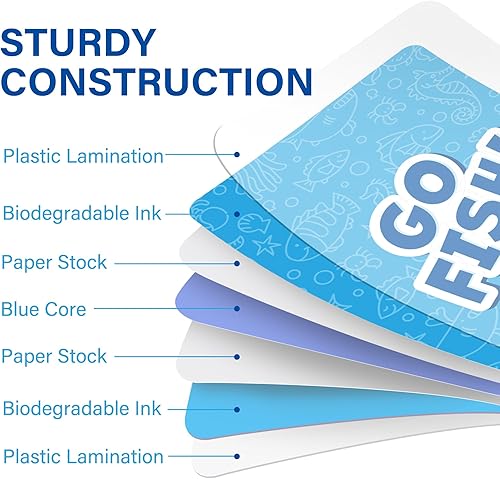 Miniatura 6 de BenBen Go Fish - Juego de cartas para niños, 104 tarjetas, juego de memoria con temática oceánica, cartas de aprendizaje de animales marinos,