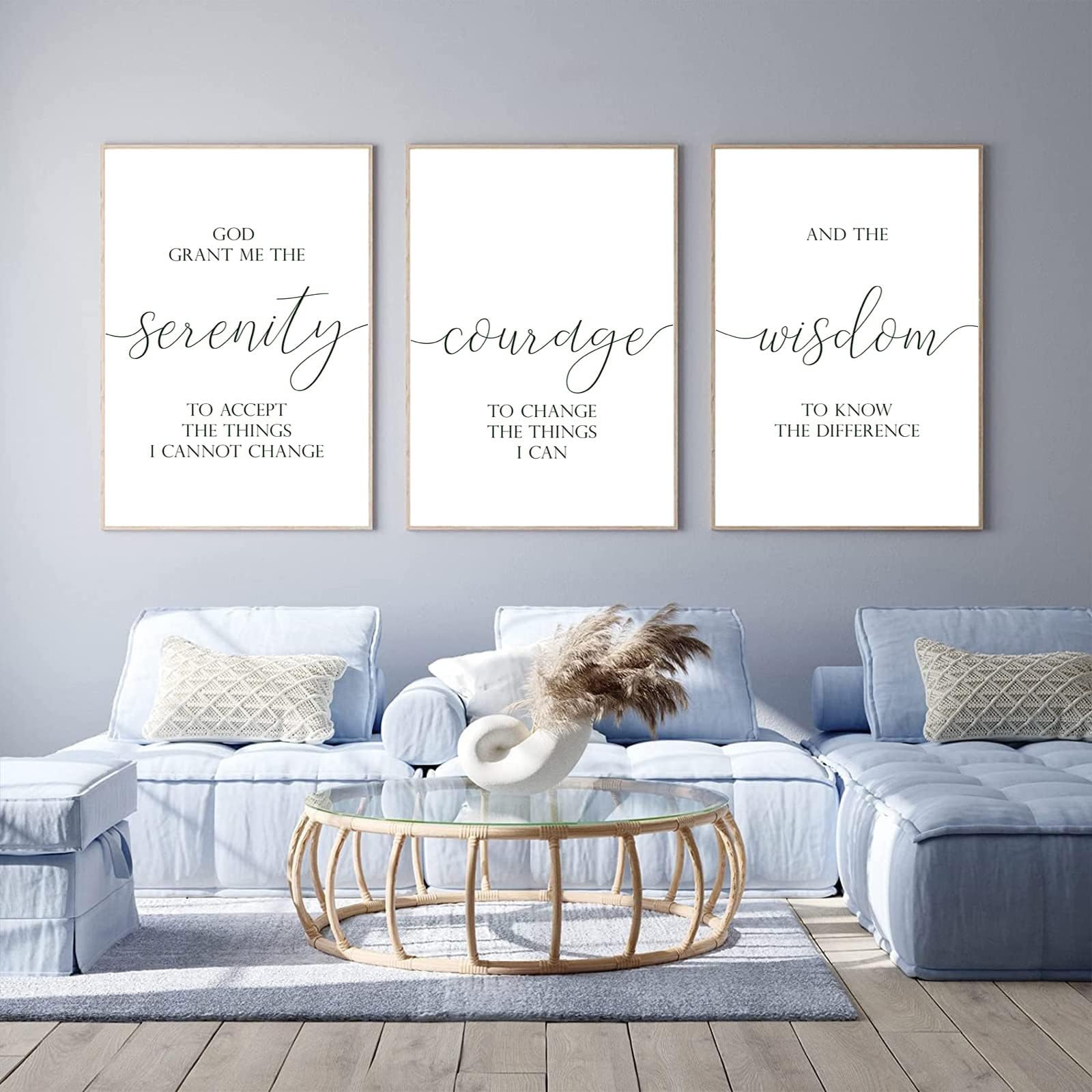 Serenity Prayer Wall Art Decor 3 Pieces Bible Verse Wall Art God Grant Me the Serenity Wall Decor Scripture Art Prints Christian Quotes Canvas Picture for Living Room Bedroom 12x16 Inch Unframed