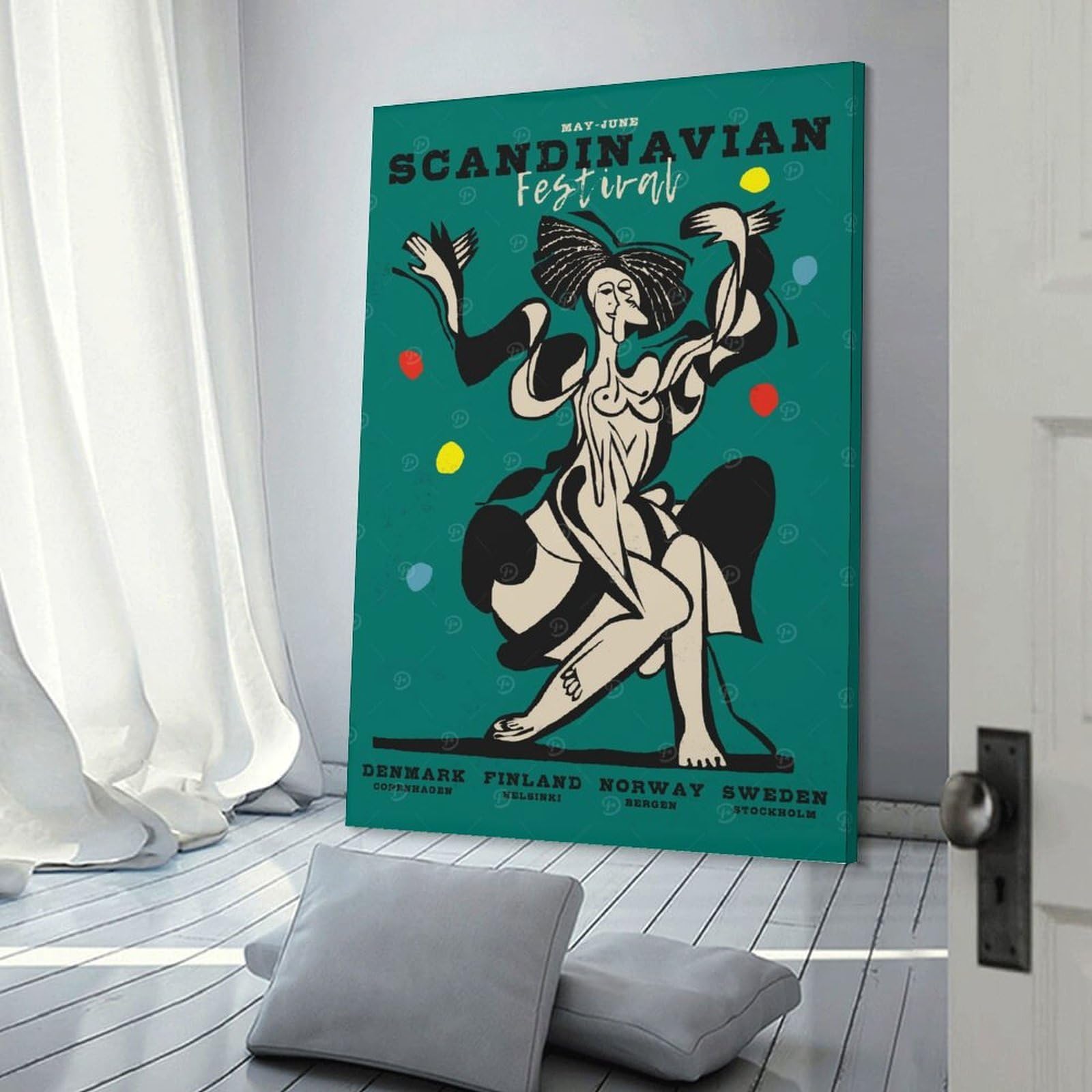 Junmoney Decorative Wall Artwork Scandinavian Festival, 20x30inch(50x75cm), for Living Room, Lounge Or Sitting Room, Modern Wall Decor for Cosy Interiors