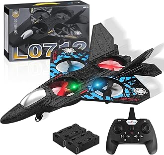 Henakmsl Remote Control Aeroplane, 2.4GHz Fighter Plane, USB Charging, LED Lights, RTF for Beginners