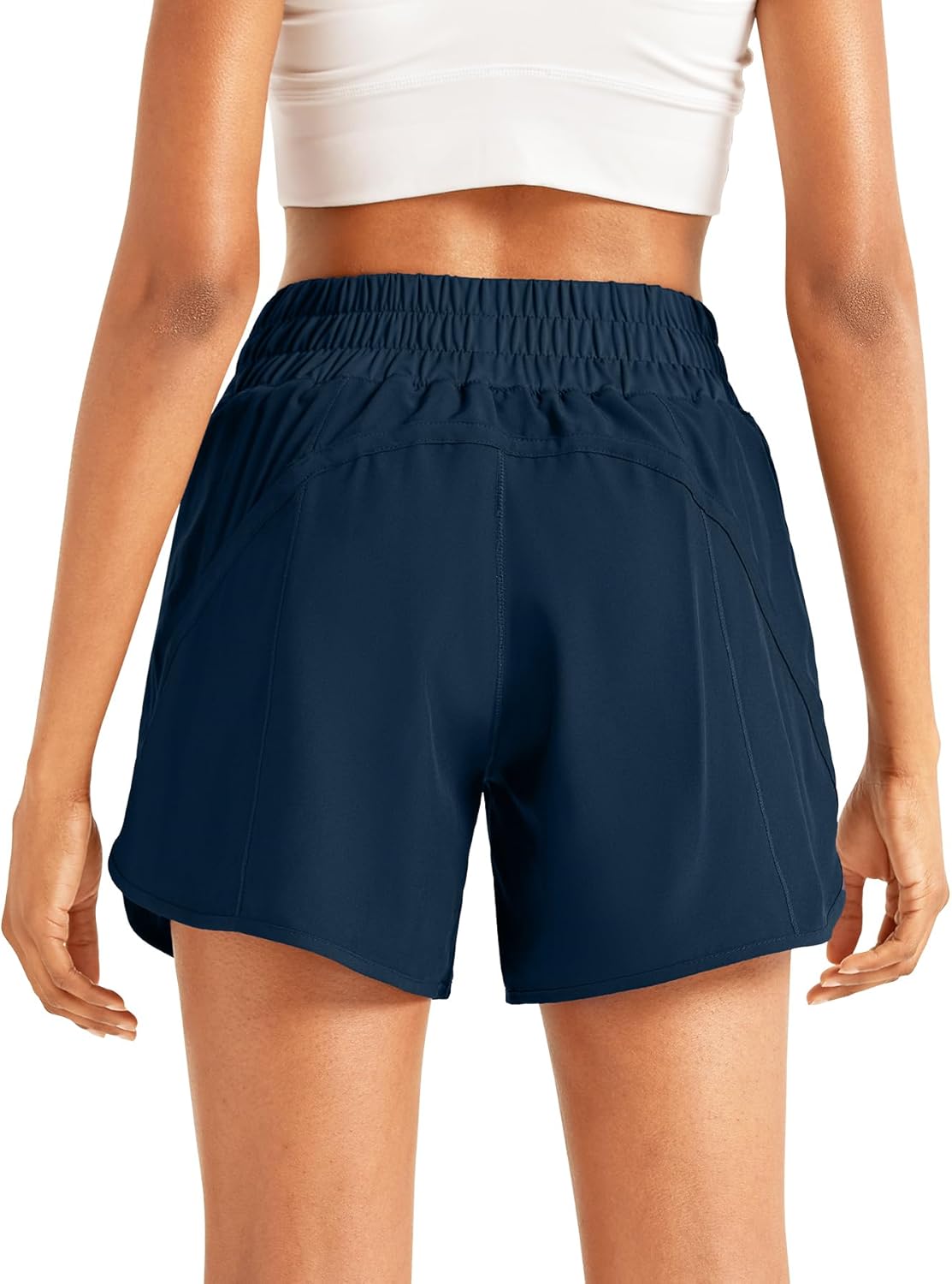 ZUTY 5" Athletic Running Shorts for Women with Zipper Pocket High Waisted Quick Dry Workout Gym Shorts with Liner - Image 2