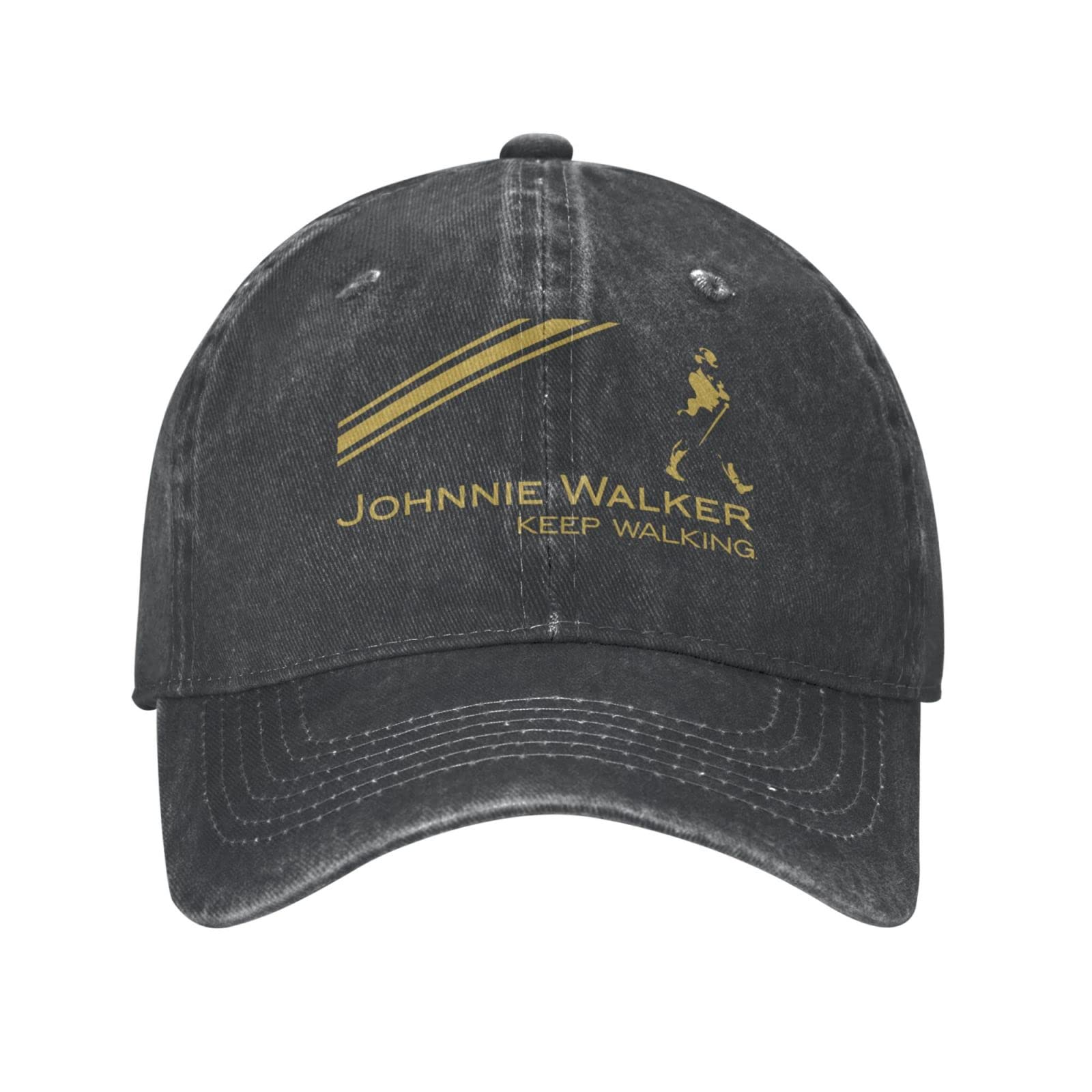 Johnnie Music and Walker Cap Unisex Adjustable Hip-Hop Fashion Washed Denim Caps for Outdoor Black