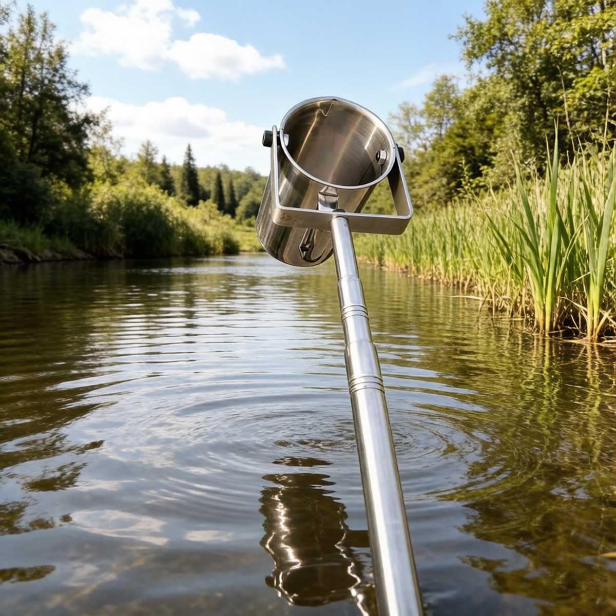 Cucharón telescópico para muestras de agua, 2-20 pies, poste de muestreo ajustable de acero inoxidable, cucharón de péndulo de 500 ml/1000 ml para pruebas eficientes de calidad del agua