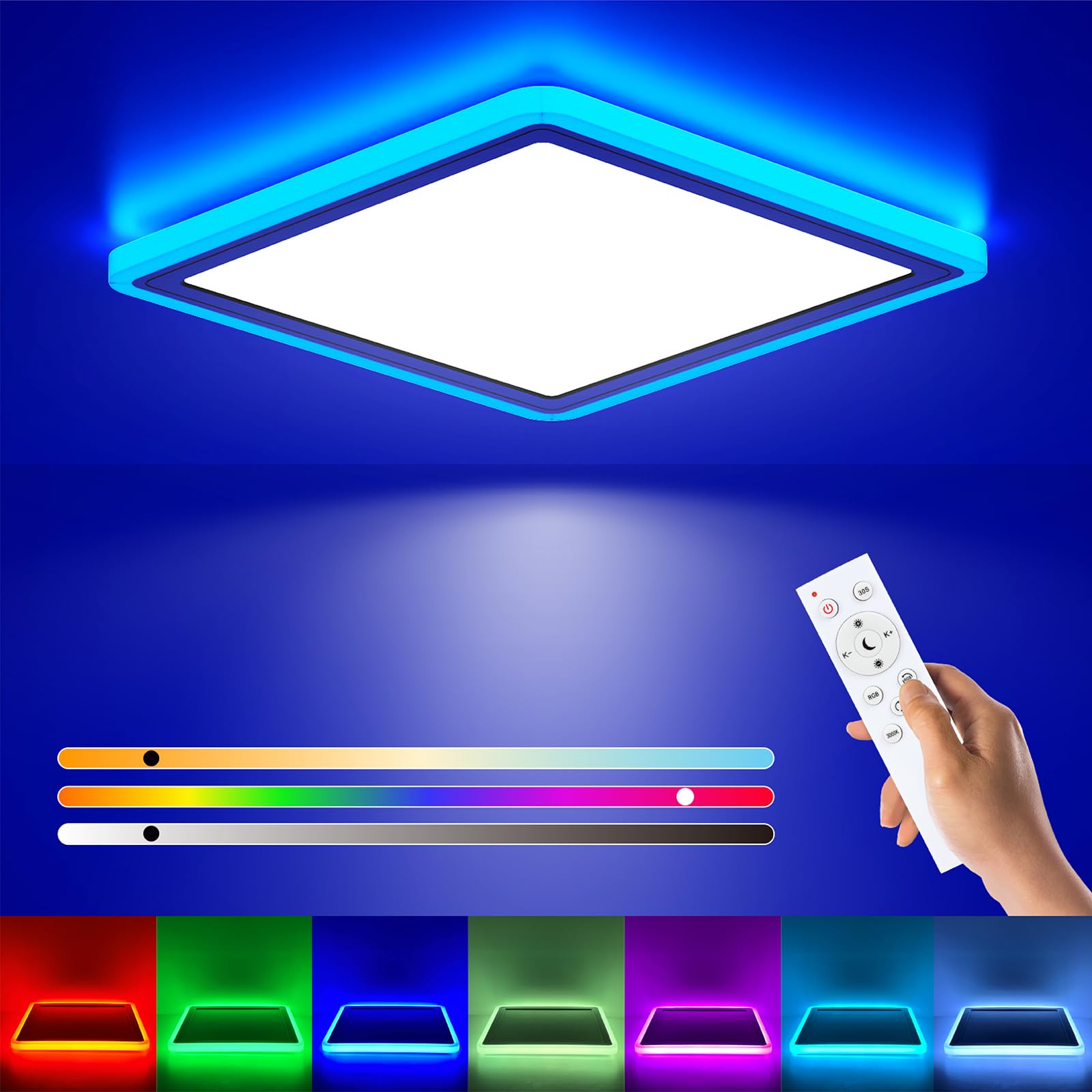Plafoniera LED dimmerabile con telecomando, cambio colore