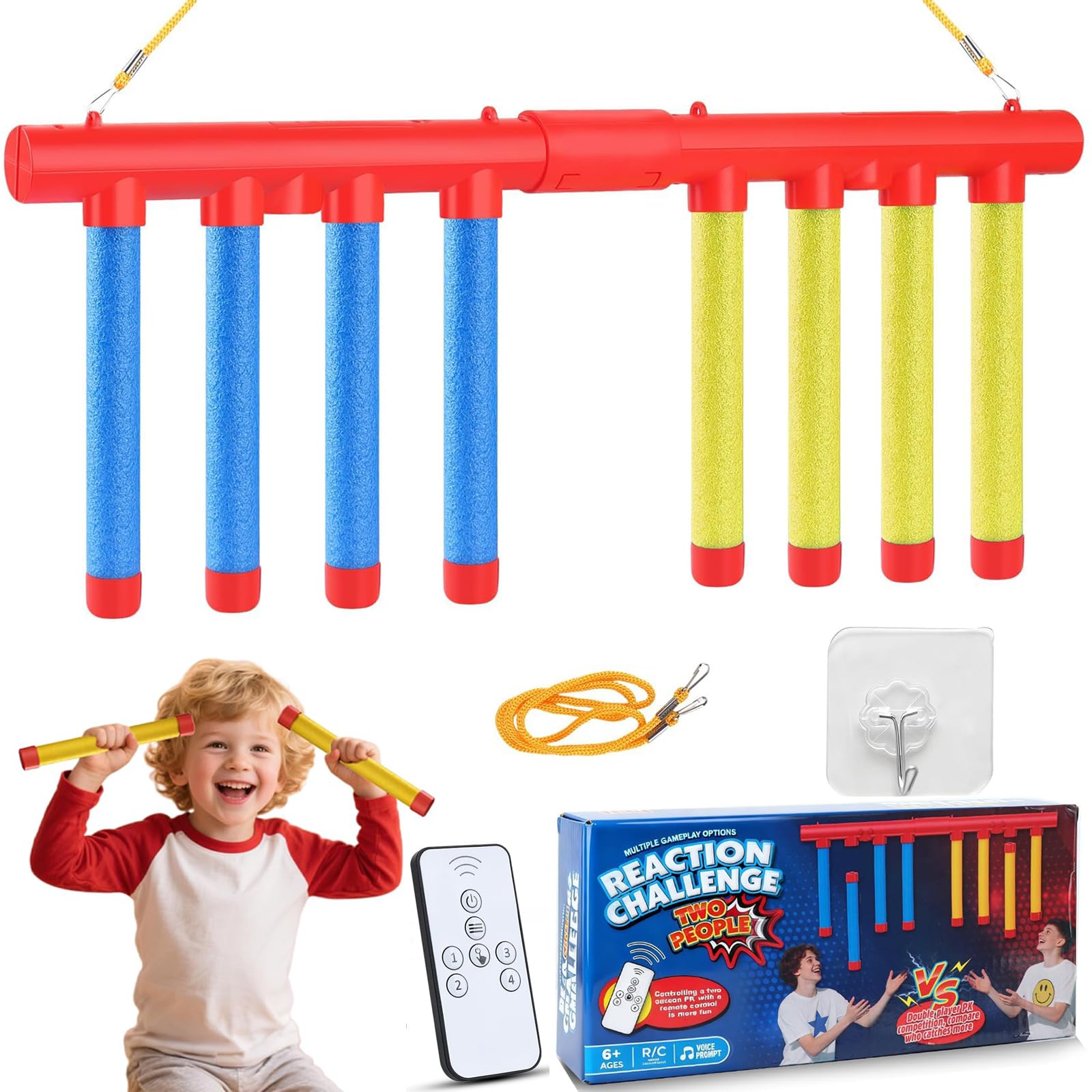 Catching Sticks Games, Drop Sticks Game, 3 Dropping Speeds Reaction Game, 2 Player Hand-Eye Coordination Training Gift, Christmas Birthday for Kids Adults