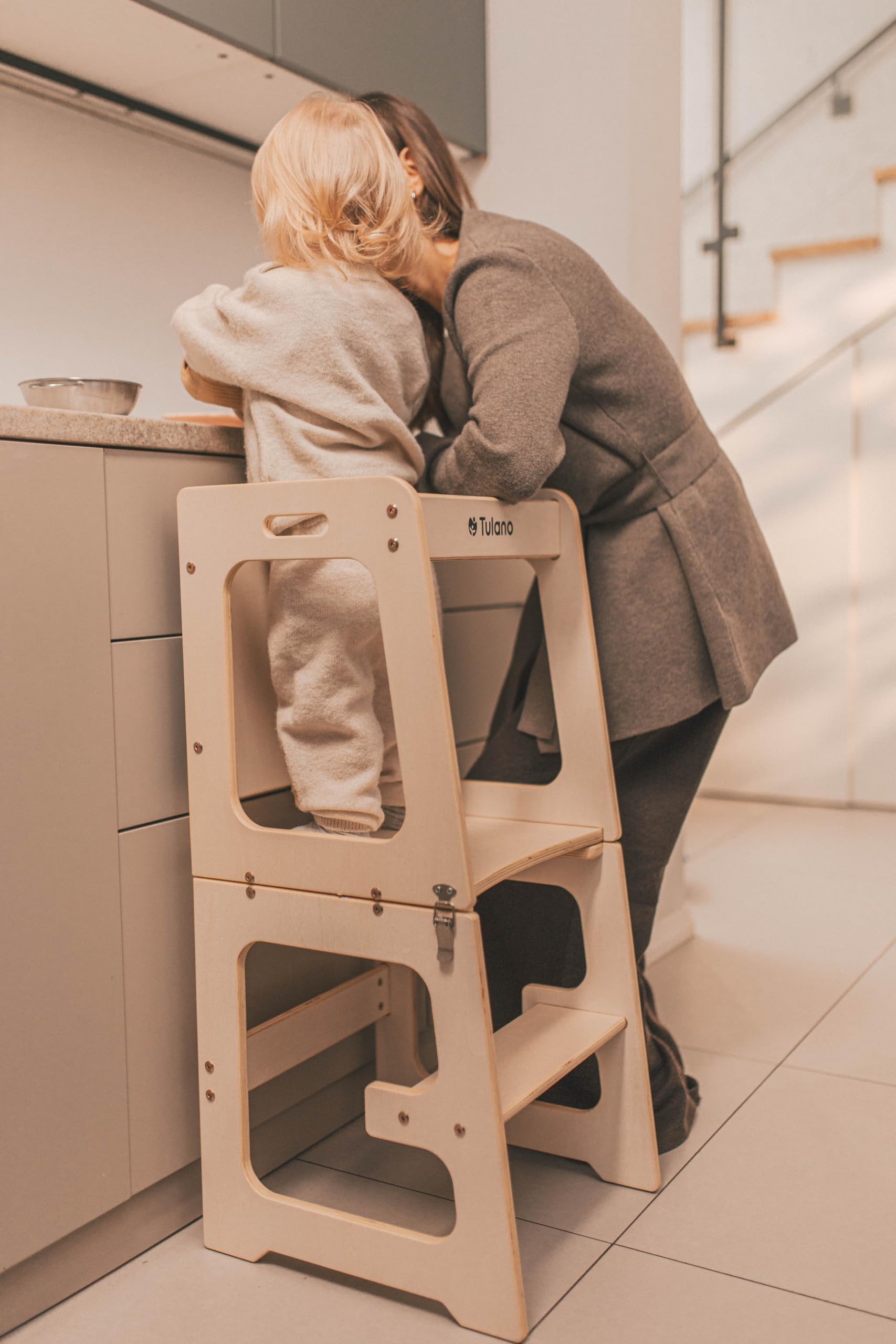Tulano Mooby 35 | Montessori wieża edukacyjna 3 w 1 z tablicą i stołem | pomocnik kuchenny dla dzieci | pomoc w stanie z pedałem i listwą bezpieczeństwa | meble MDF do pokoju dziecięcego i kuchni | 1