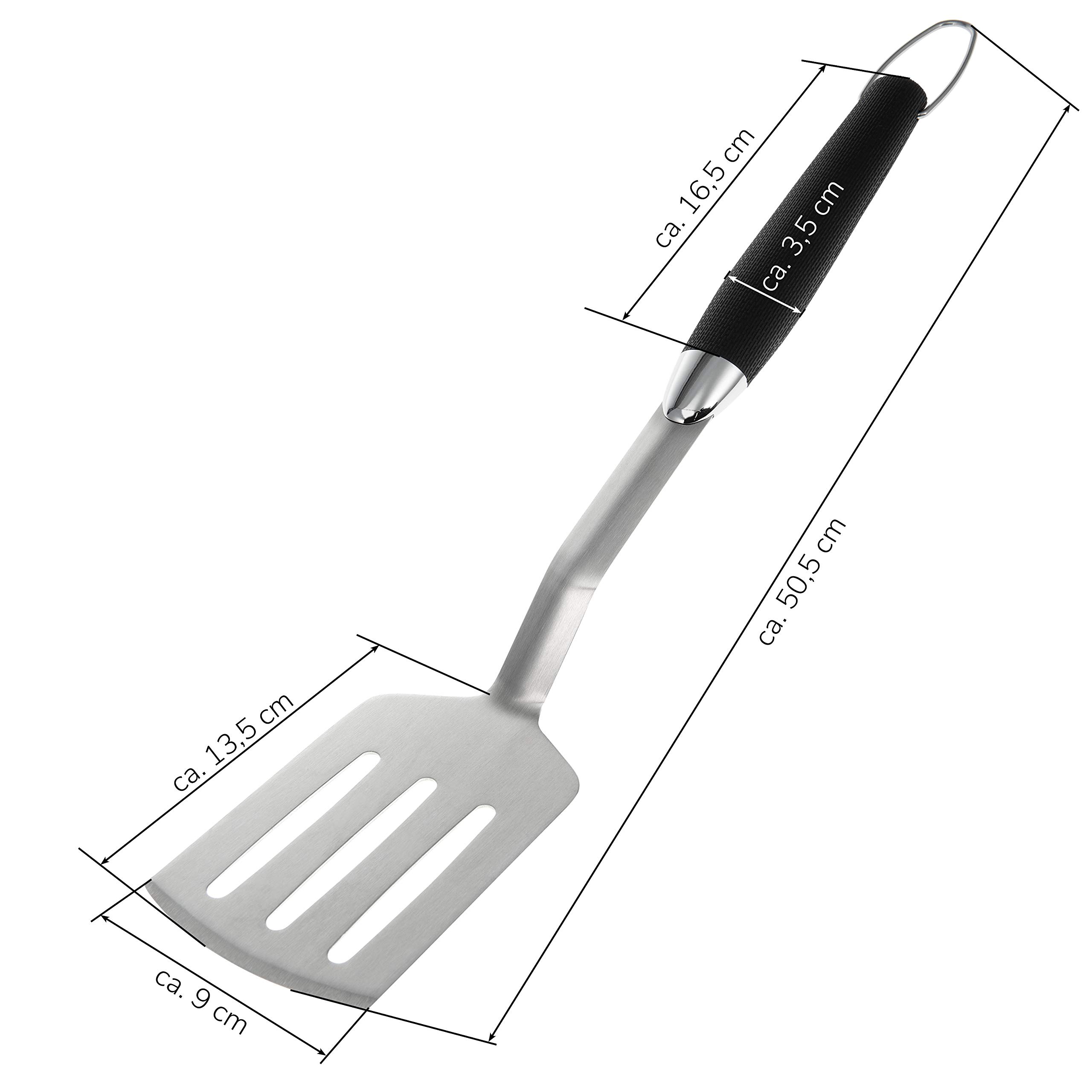 bremermann Set di posate per barbecue, 3 pezzi, pinza, paletta, forchetta per carne, accessori per barbecue in acciaio inox con impugnatura morbida