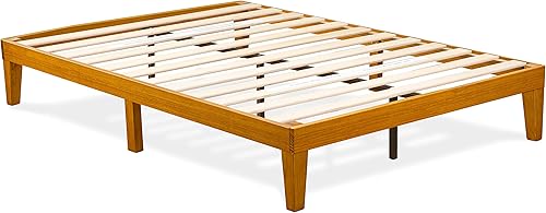 Miniatura 5 de East West Furniture DNP-23-F - Base de cama de plataforma de tamaño matrimonial con 4 patas de madera maciza y 2 patas centrales adicionales,