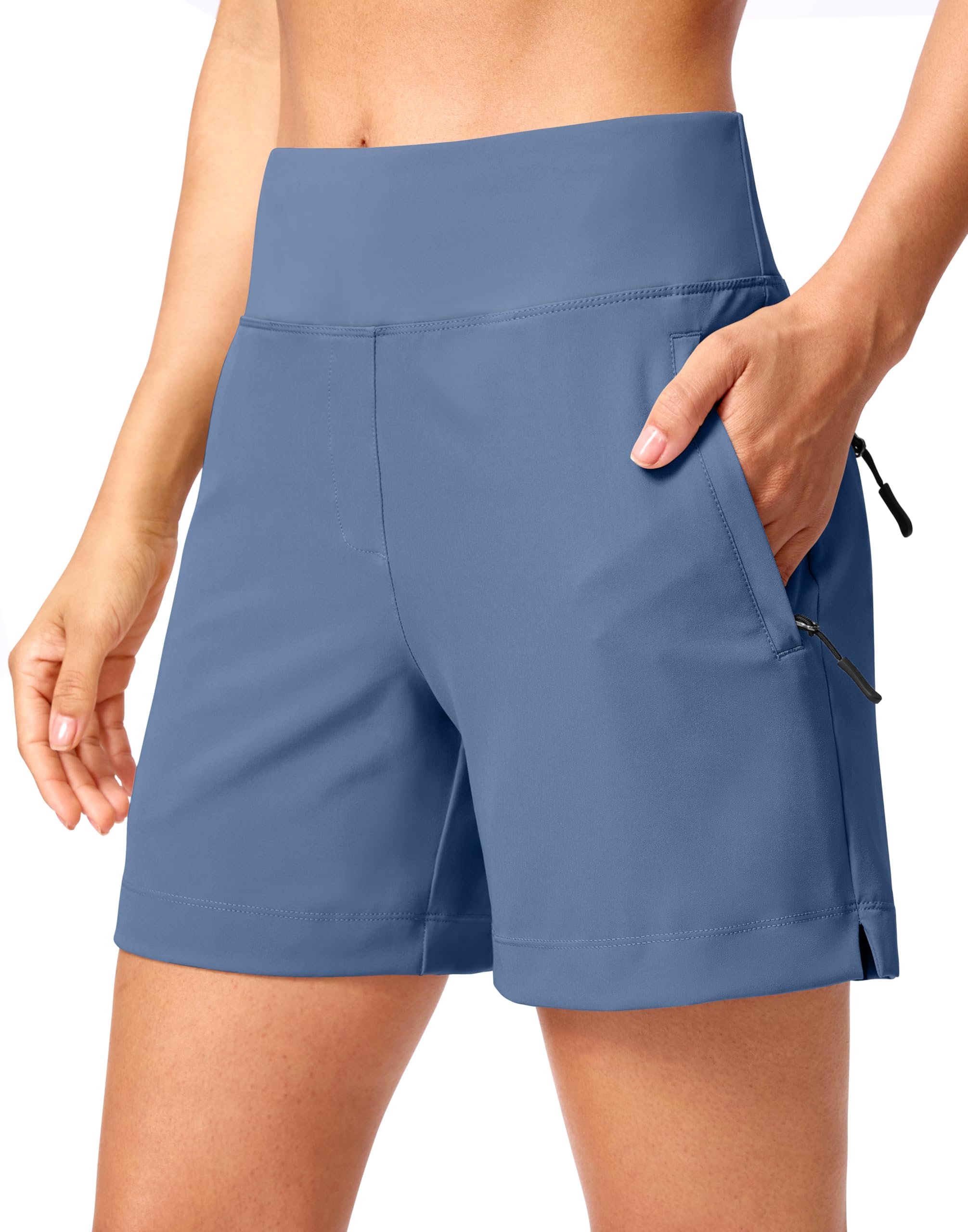 SANTINY Women's 5''/7'' Hiking Golf Shorts with 3 Zipper Pockets