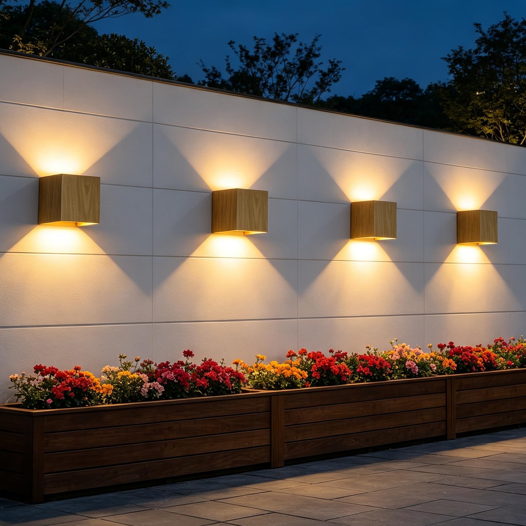 4PCS Outdoor Wall Lights Main Powered, Up Down Outside Wall Light 12W