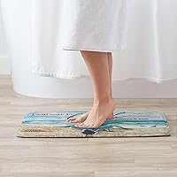 Vista 6 de Alfombra de baño de tortuga marina, alfombra de baño náutica costera, alfombra de baño antideslizante, decoración de baño, alfombra de baño