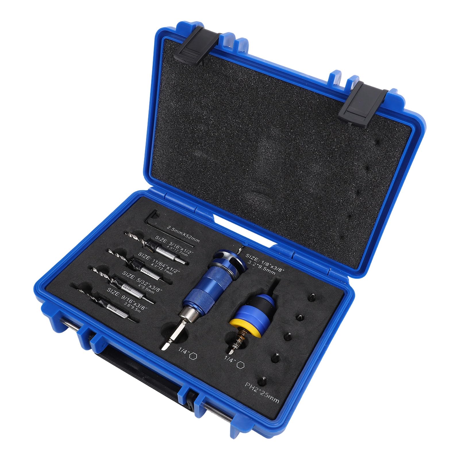 Juego de brocas avellanadas, brocas avellanadas de 3,2 a 4,8 mm, con anillo límite de profundidad ajustable, adecuadas para carpintería, madera contrachapada y bricolaje de MDF.