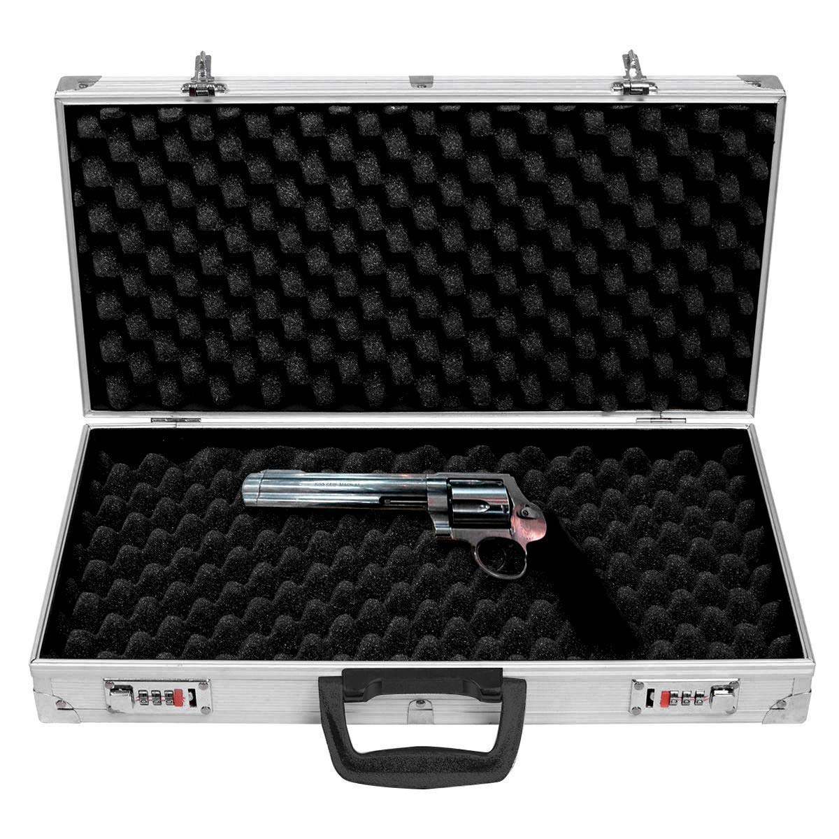 COSTWAY Malette Pistolet en Aluminium Valise à Pistolet avec Serrure à Combinaison 47x25x8,3cm