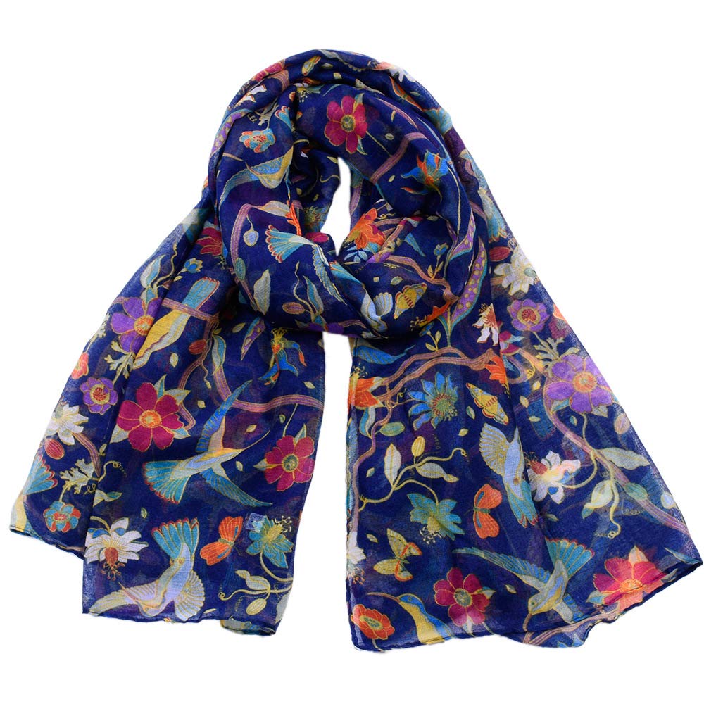 Clest F&H Animal Hummingbird Sun Flower Print Scarfs Women Long Wrap Shawl Scarves