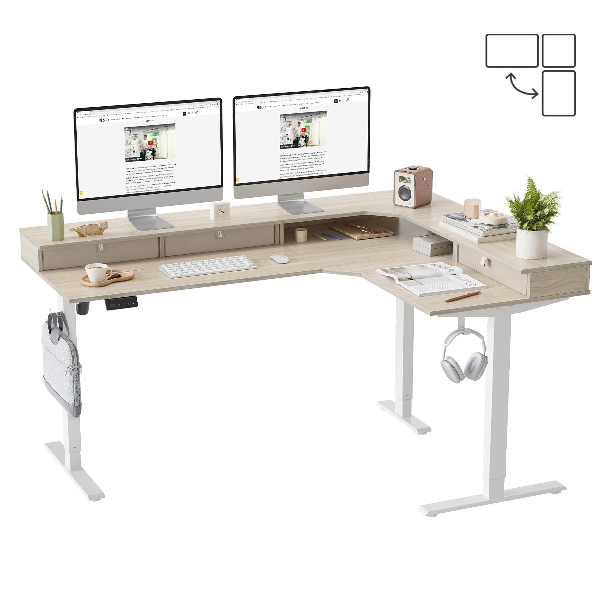 FEZIBO L Shaped 63x48 Standing Desk